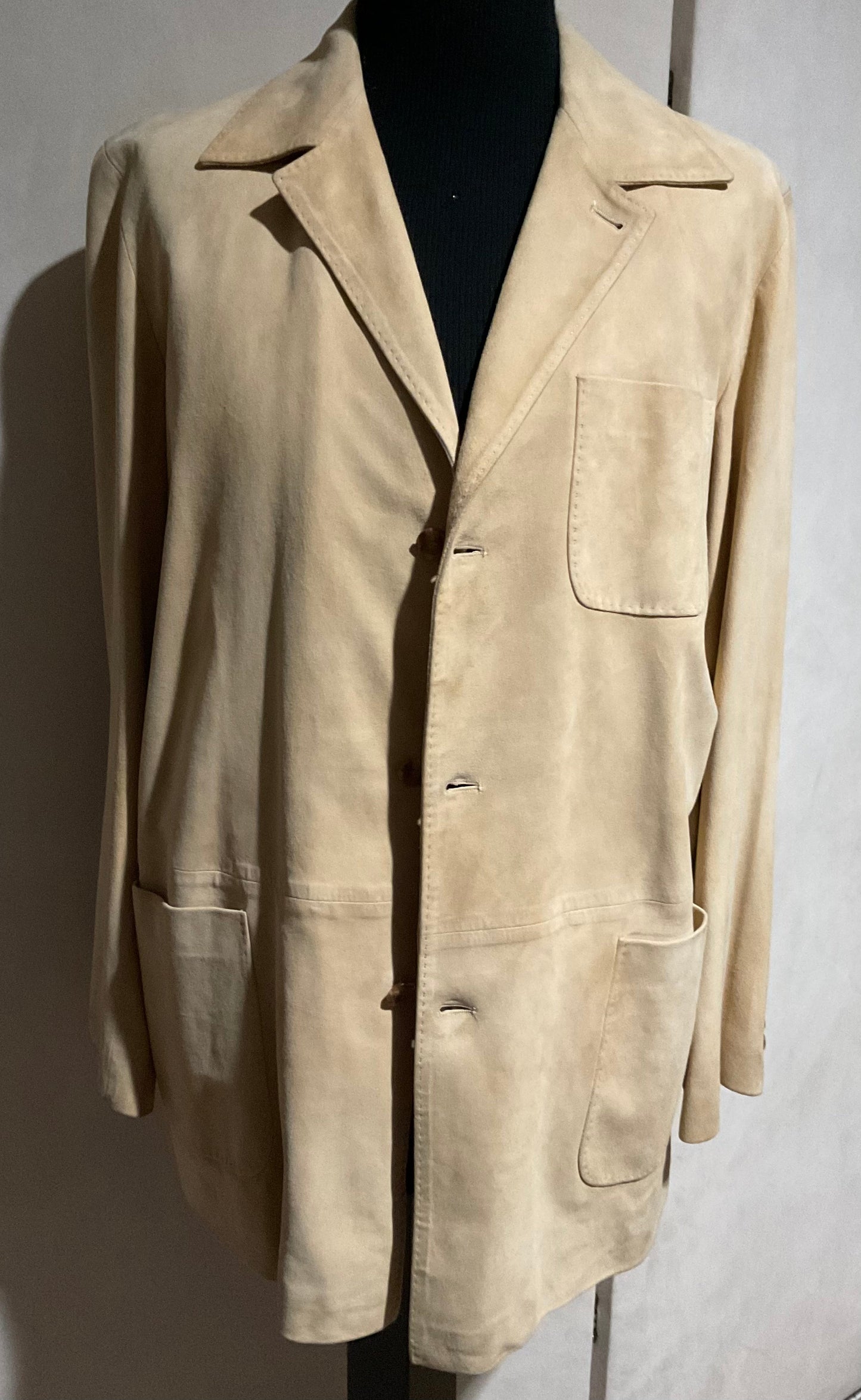 R P SUEDE JACKET / CREAM / MEDIUM - LARGE / NEW / MADE IN ITALY