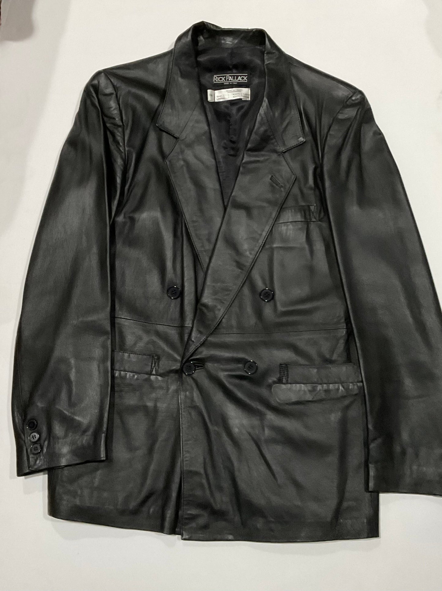 R P LEATHER DOUBLE BREASTED JACKET / BLACK / MEDIUM / MADE IN ITALY