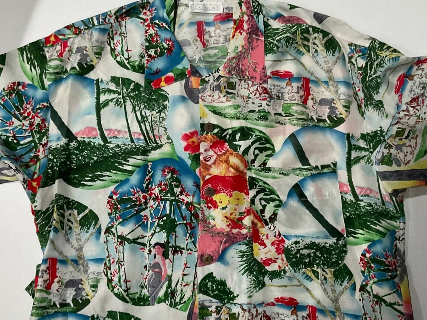 R P SPORT SHIRT / 100% SILK / VINTAGE PRINT / NEW / MEDIUM