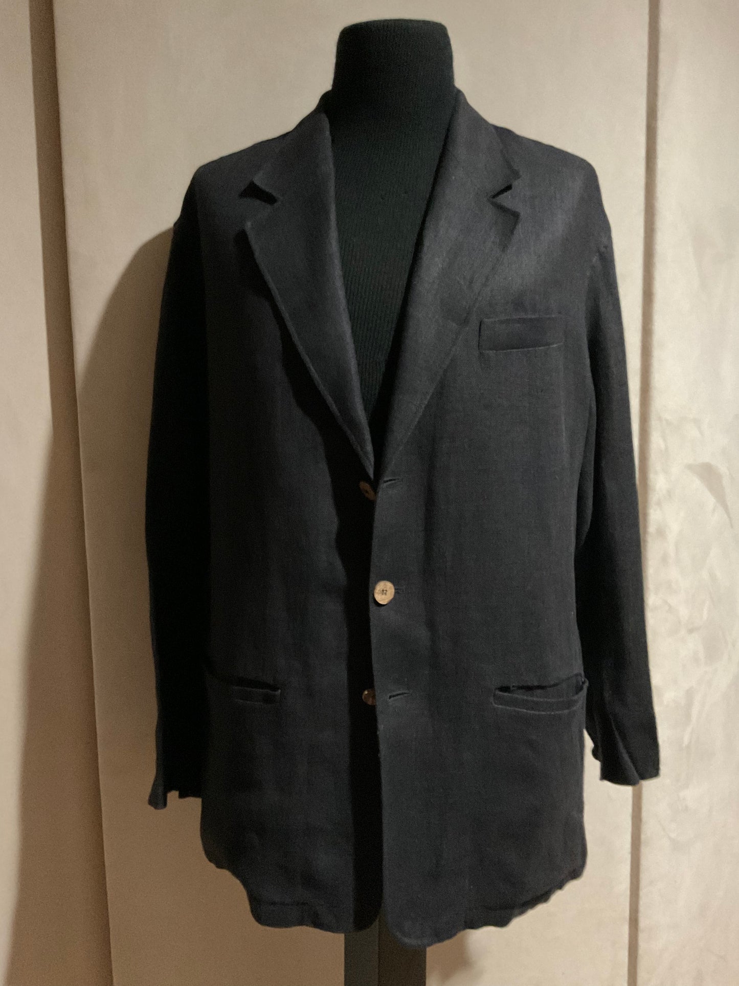 R P SPORTS JACKET / BLACK LINEN / UNCONSTRUCTED / MEDIUM - LARGE / NEW / MADE IN ITALY