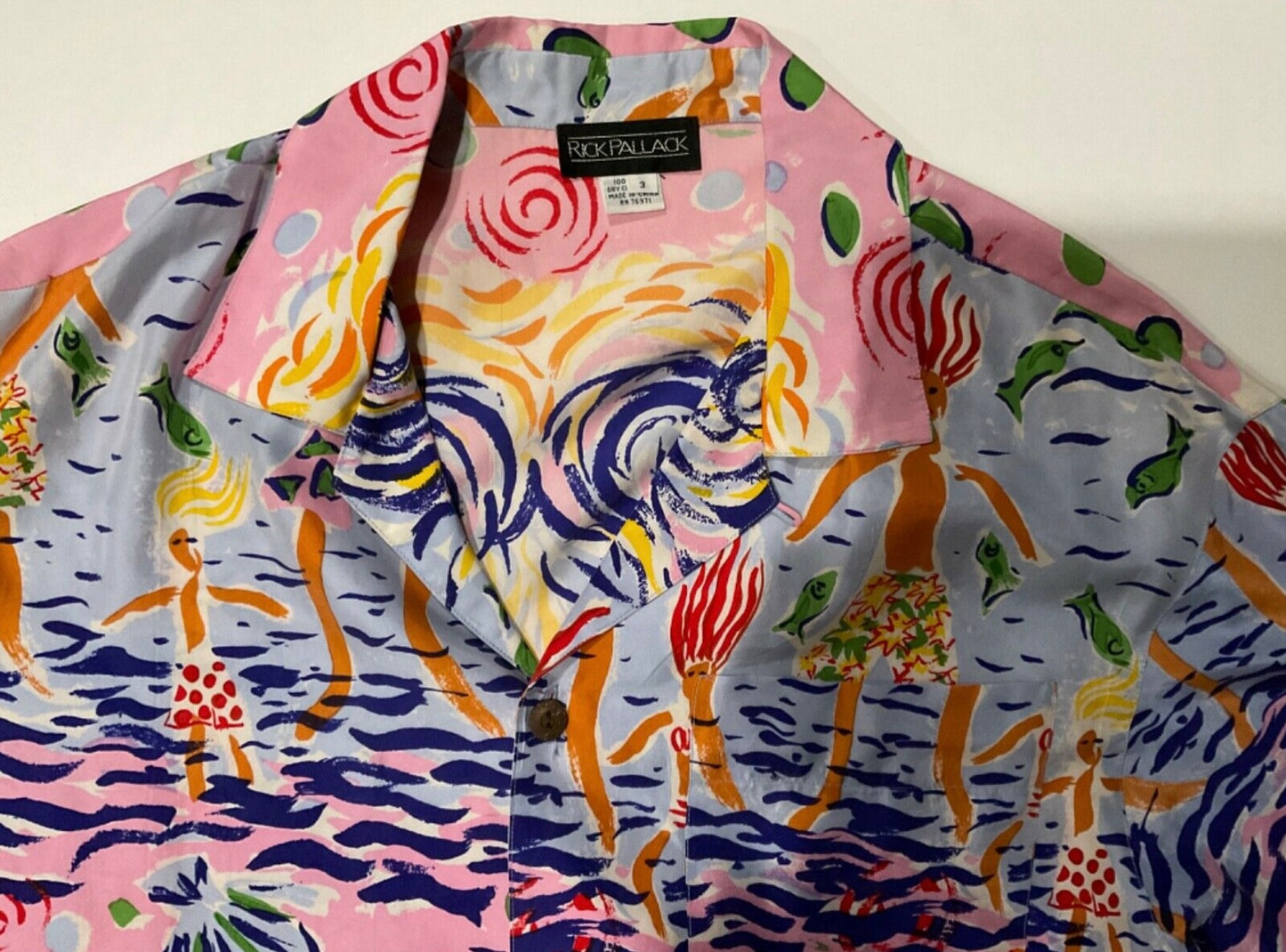 R P SPORT SHIRT / 100% SILK / VINTAGE PRINT / NEW / MEDIUM
