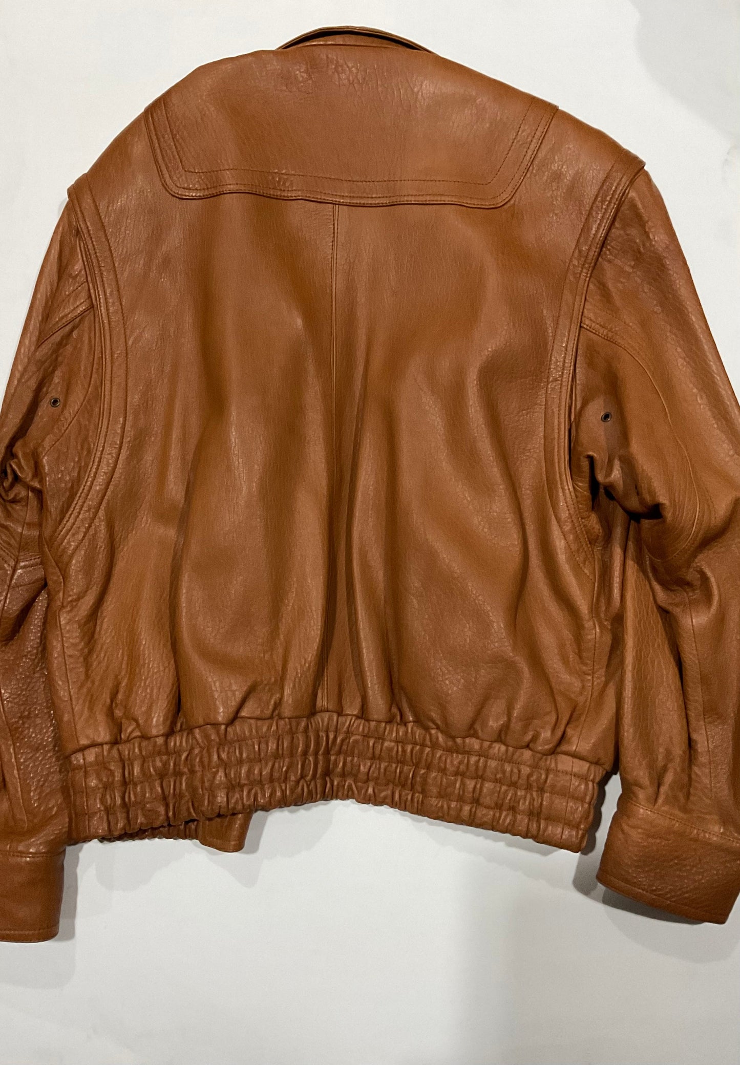 R P LEATHER JACKET / BROWN RUST / MEDIUM / REMOVABLE COLLAR / MADE IN ITALY