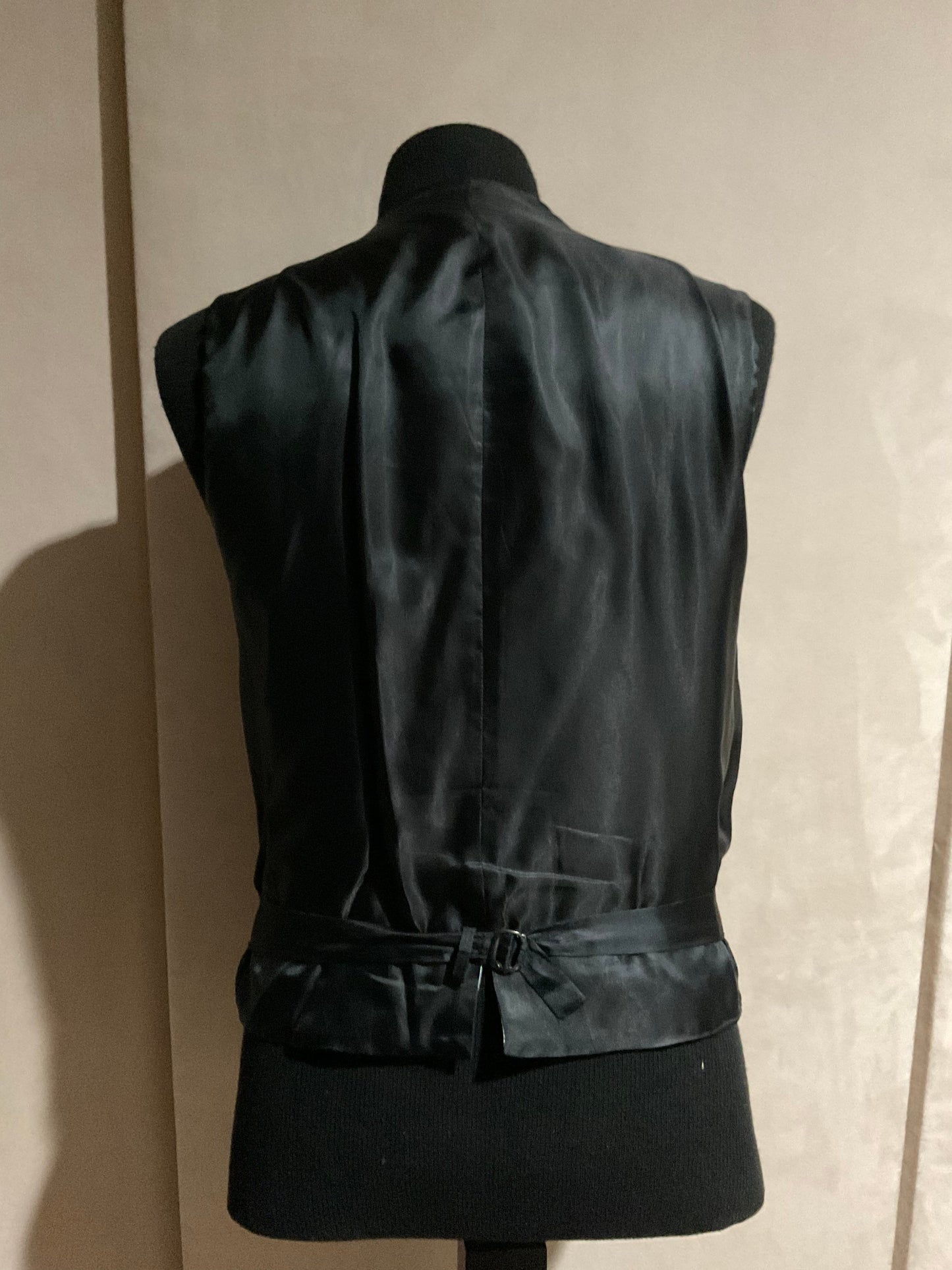 R P SUIT / PURE CASHMERE / DOUBLE BREASTED & VEST / CUSTOM BESPOKE / GREY CHALK STRIPE / 40 REG / MADE IN ITALY