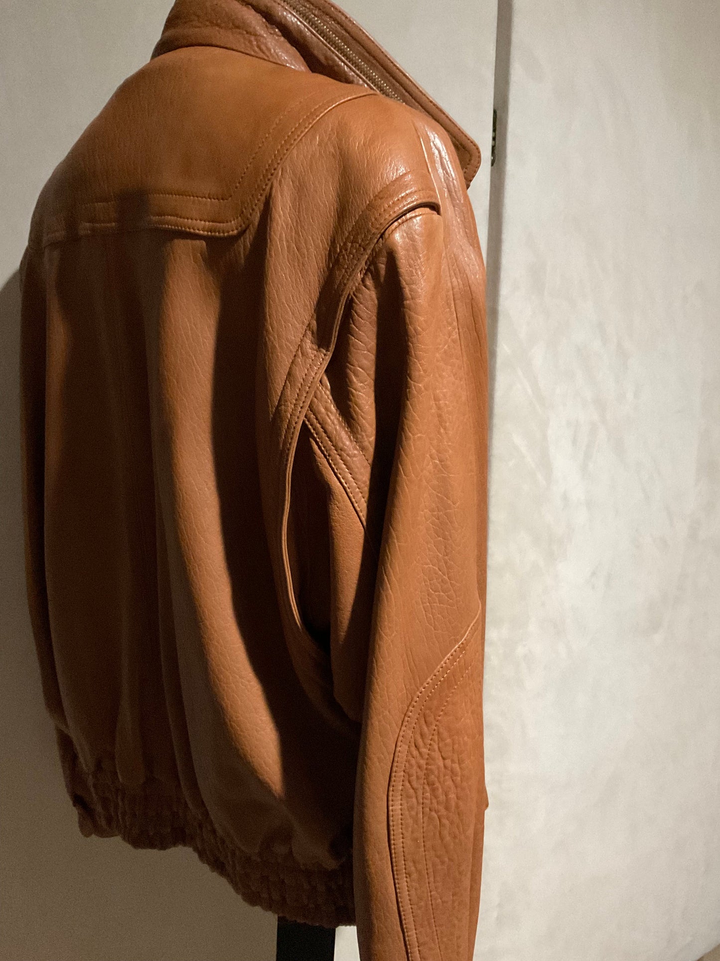 R P LEATHER JACKET / BROWN RUST / MEDIUM / REMOVABLE COLLAR / MADE IN ITALY
