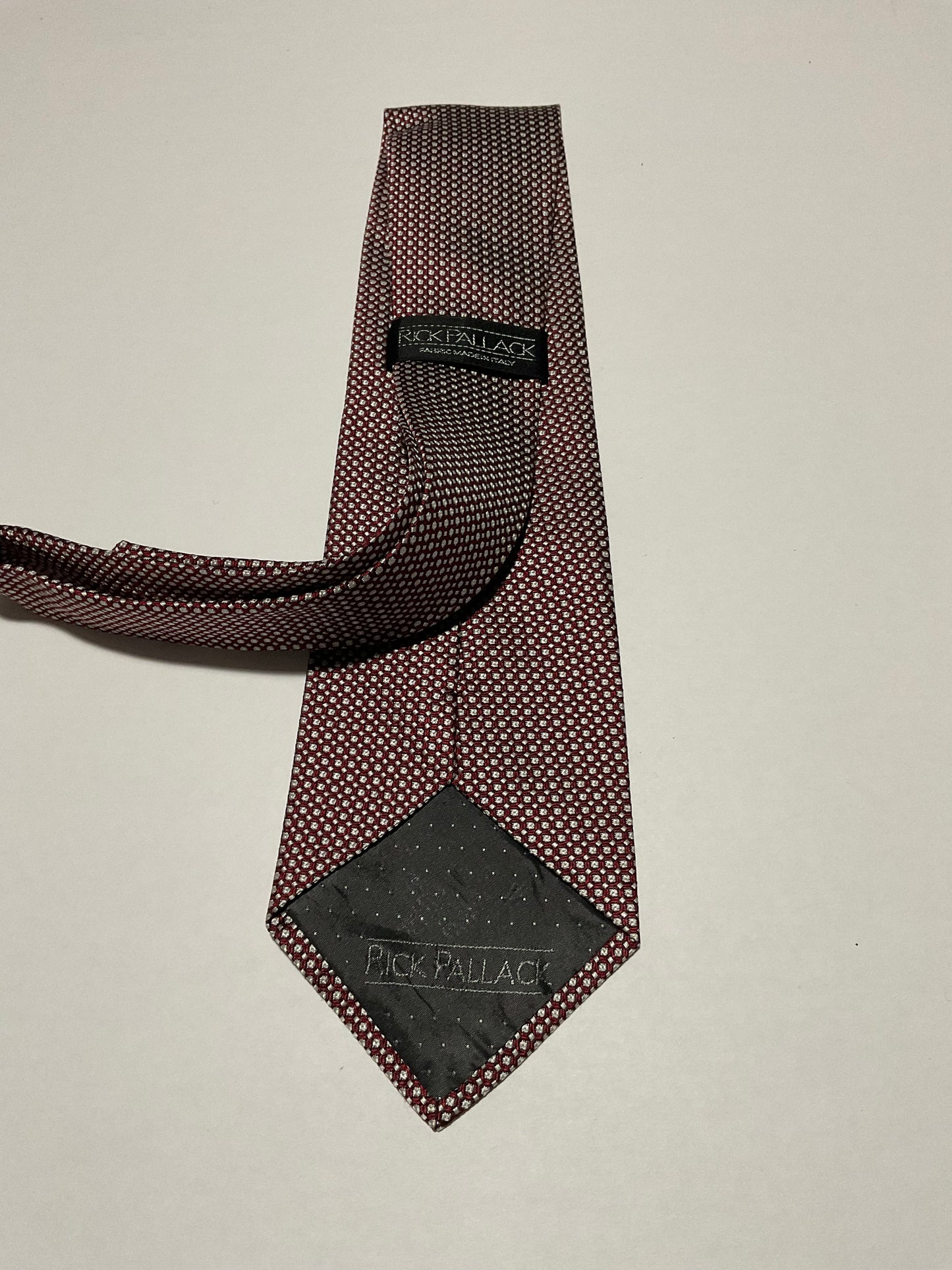 R P TIE / PURE SILK / NEW / APPX. 3 3/4” WIDE / HAND MADE IN ITALY