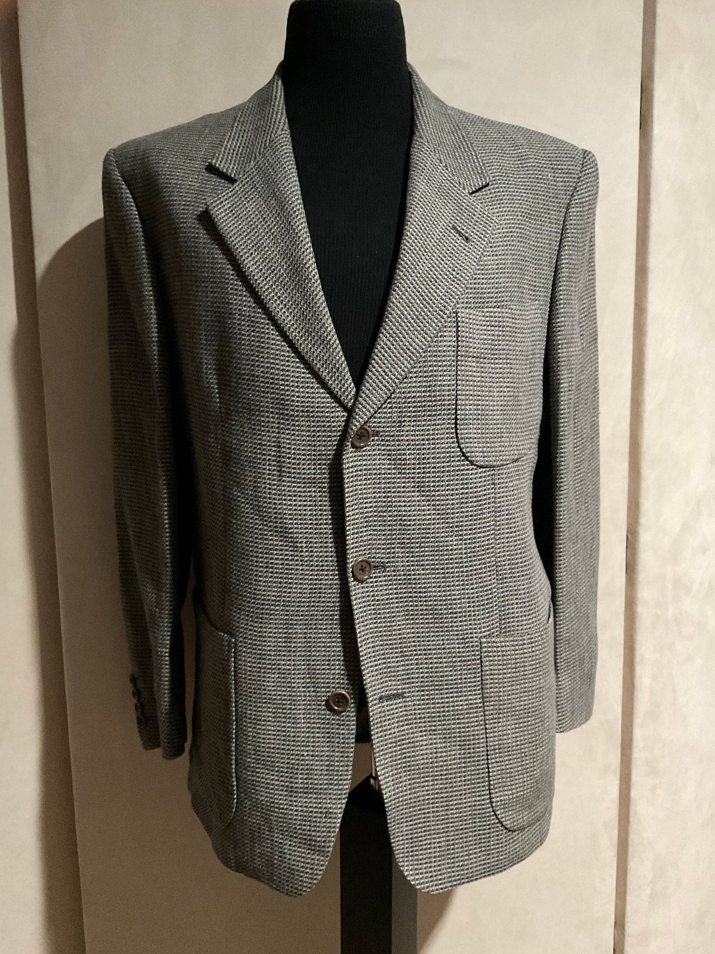 R P SPORT JACKET / LINEN TOAPE & BLACK / 40 REGULAR / MADE IN ITALY