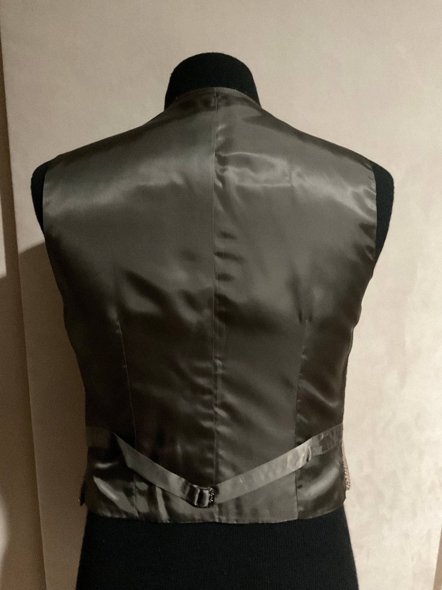 R P VEST / DOUBLE BREASTED / BROWN TWEED / SMALL / FABRIC MADE IN ENGLAND