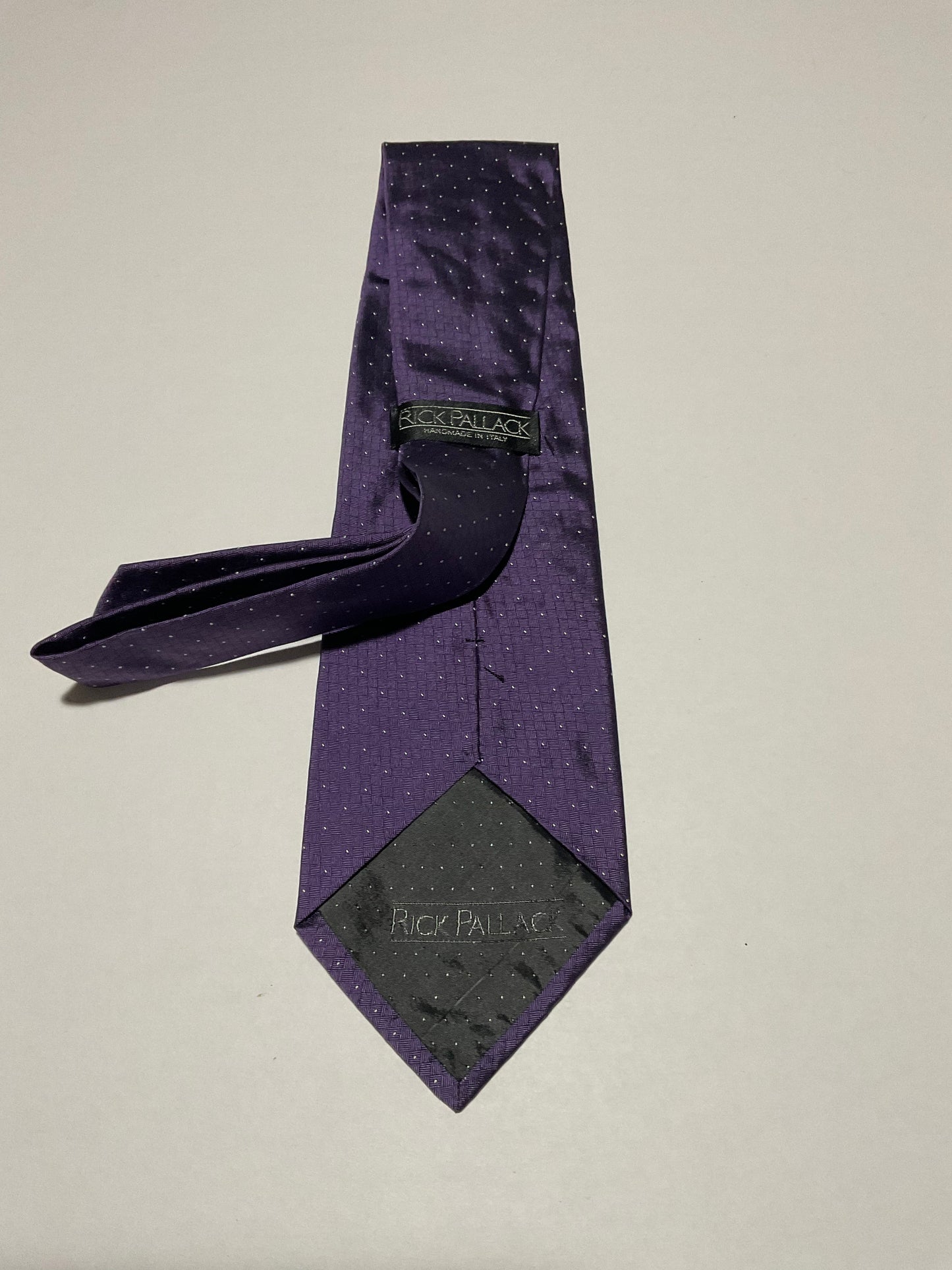 R P TIE / PURE SILK / NEW / APPX. 3 3/4” WIDE / HAND MADE IN ITALY