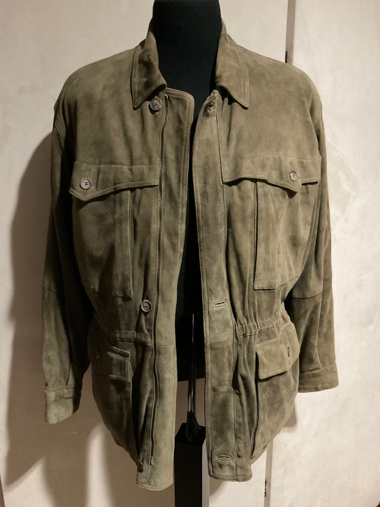 R P SUEDE BUSH JACKET / MEDIUM / OLIVE / NEW / MADE IN ITALY