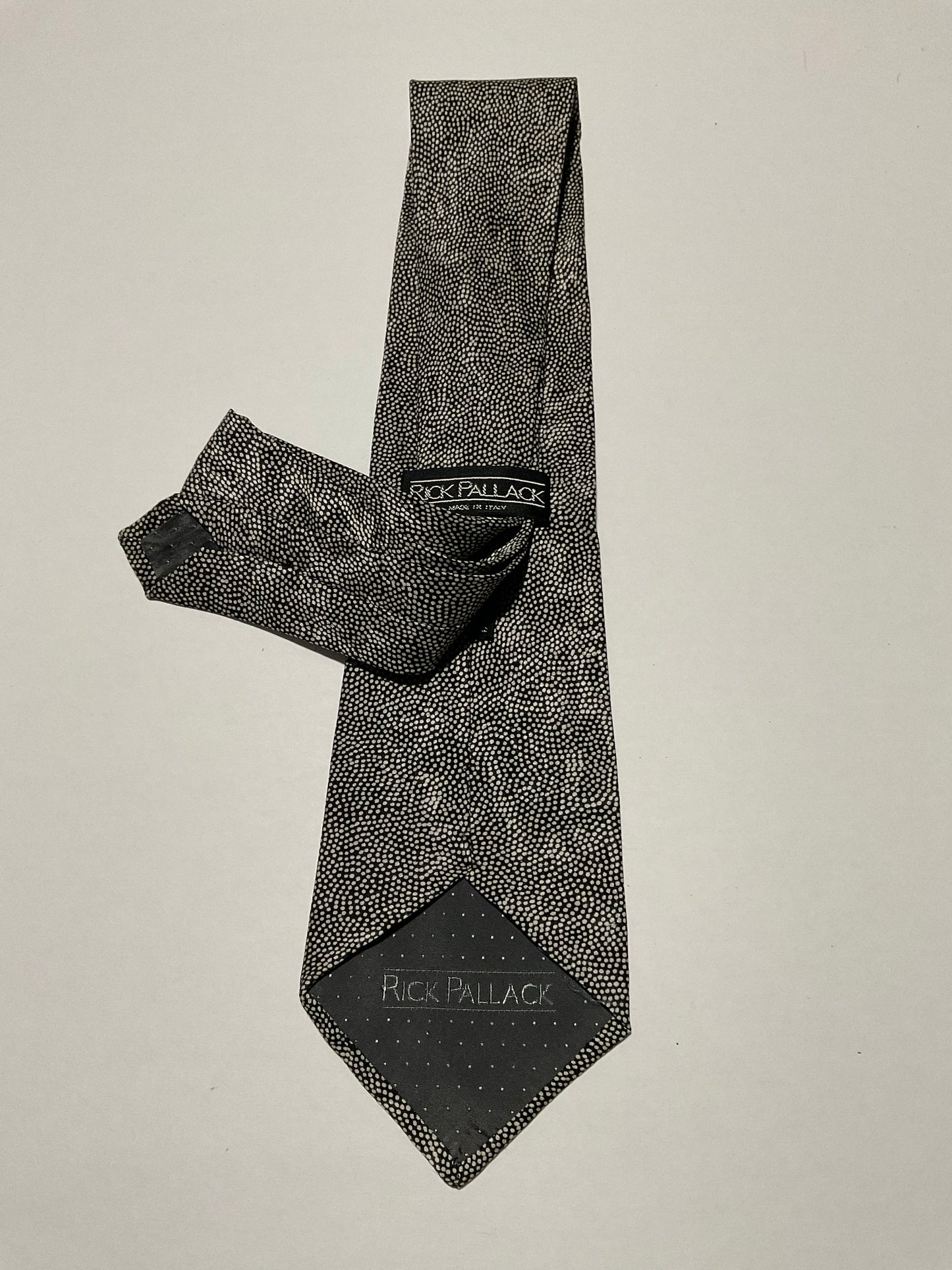 R P TIE / PURE SILK / NEW / APPX. 3 3/4” WIDE / HAND MADE IN ITALY