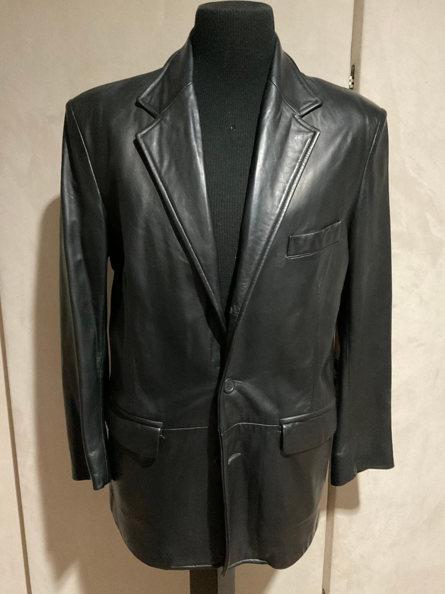 R P LEATHER BLAZER SPORTS JACKET / MEDIUM / BLACK / NEW / CRAFTED IN USA