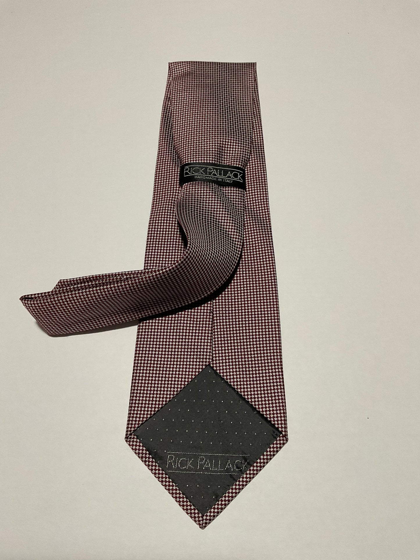 R P TIE / PURE SILK / NEW / APPX. 3 3/4” WIDE / HAND MADE IN ITALY