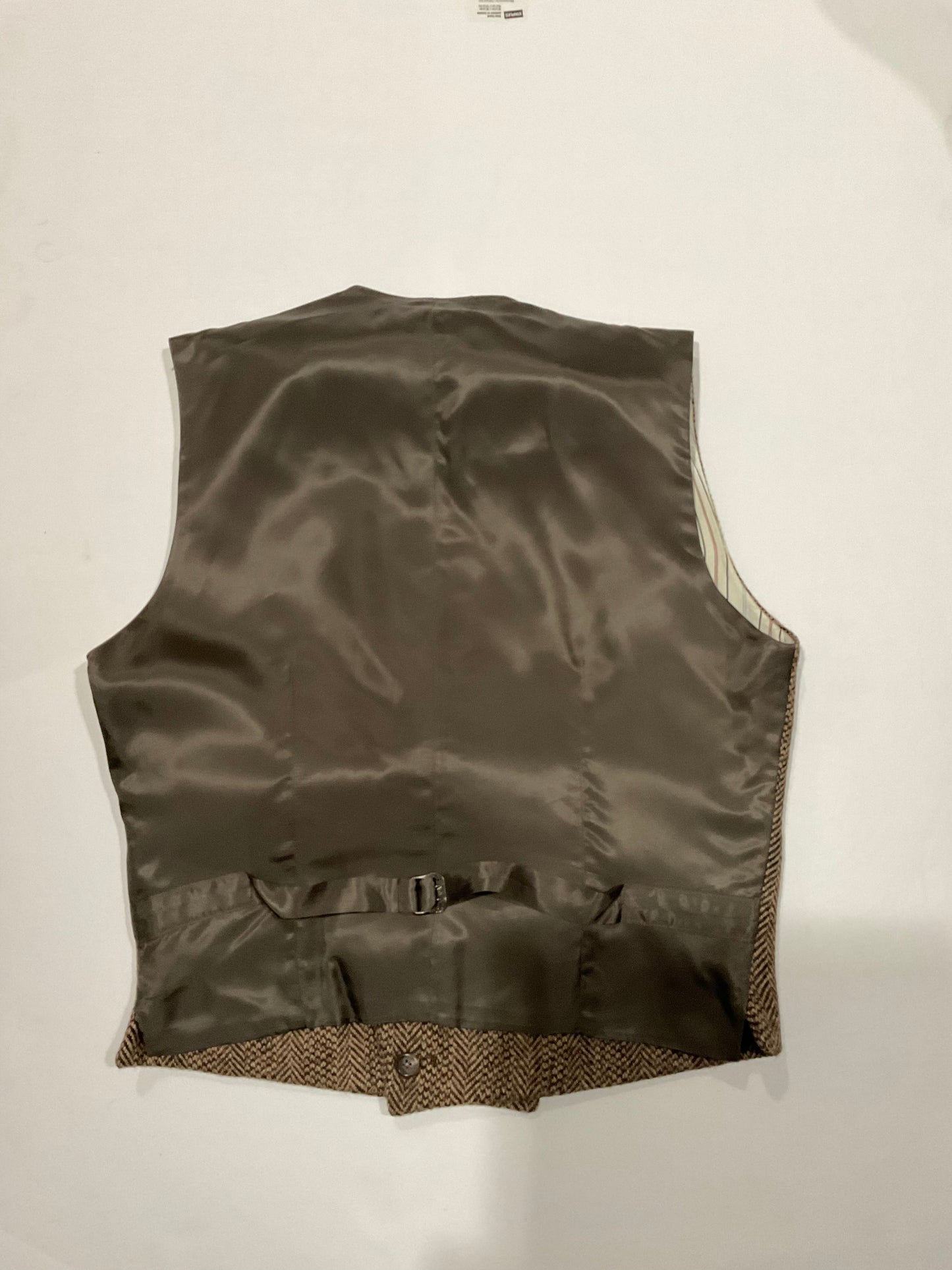 R P VEST / DOUBLE BREASTED / BROWN TWEED / SMALL / FABRIC MADE IN ENGLAND