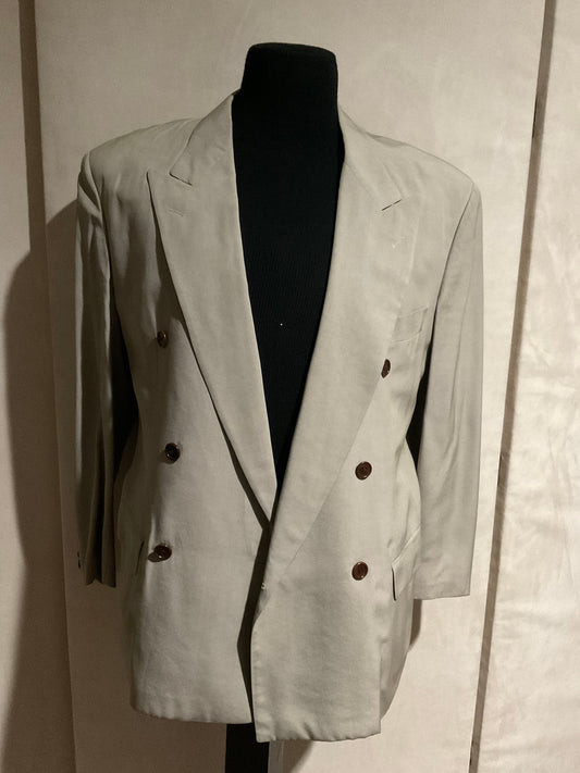 R P SUIT / TAN SILK / DOUBLE BREASTED / 38 REG / MADE IN GERMANY