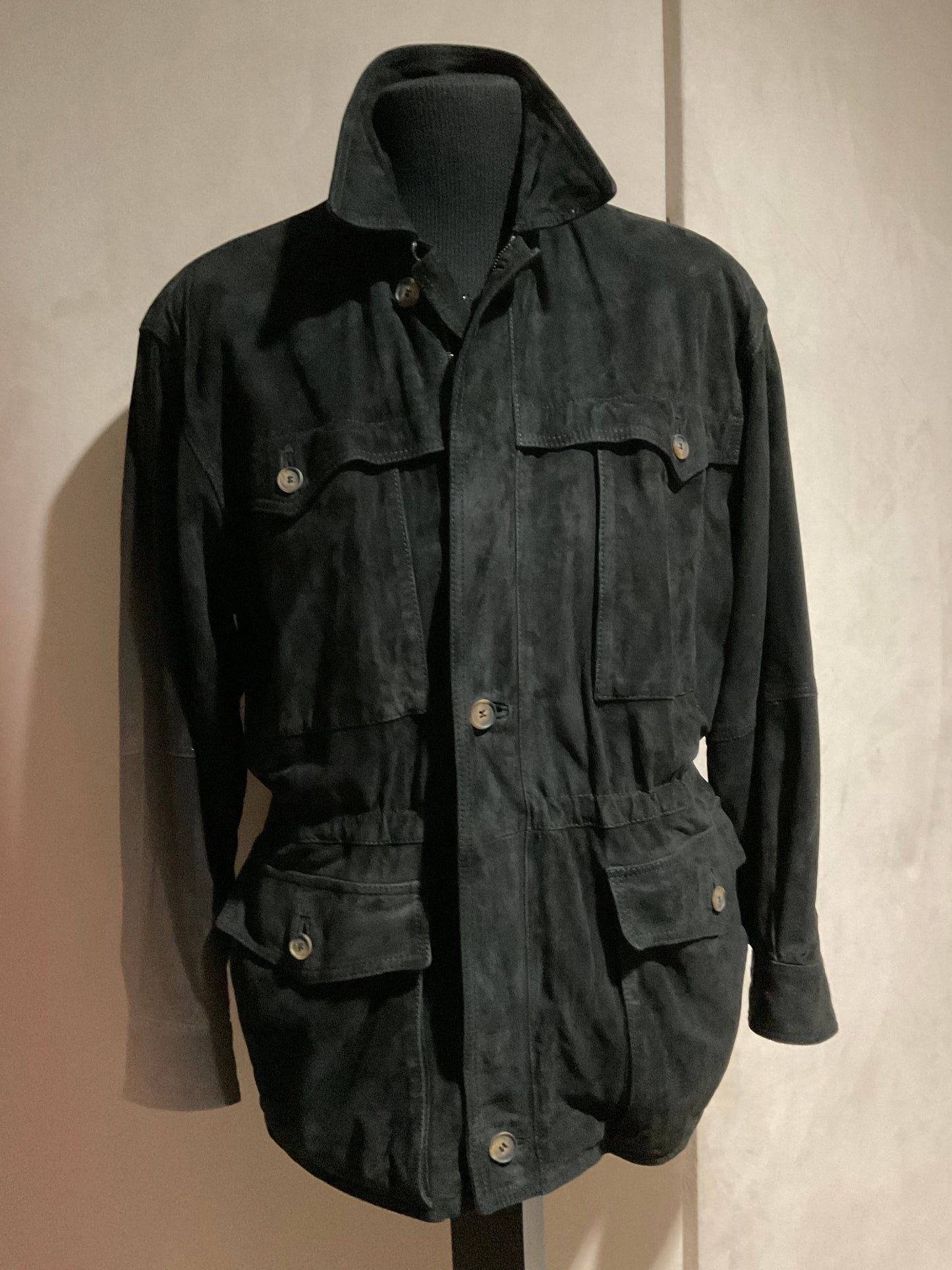 R P SUEDE BUSH JACKET / MEDIUM / BLACK / NEW / MADE IN ITALY