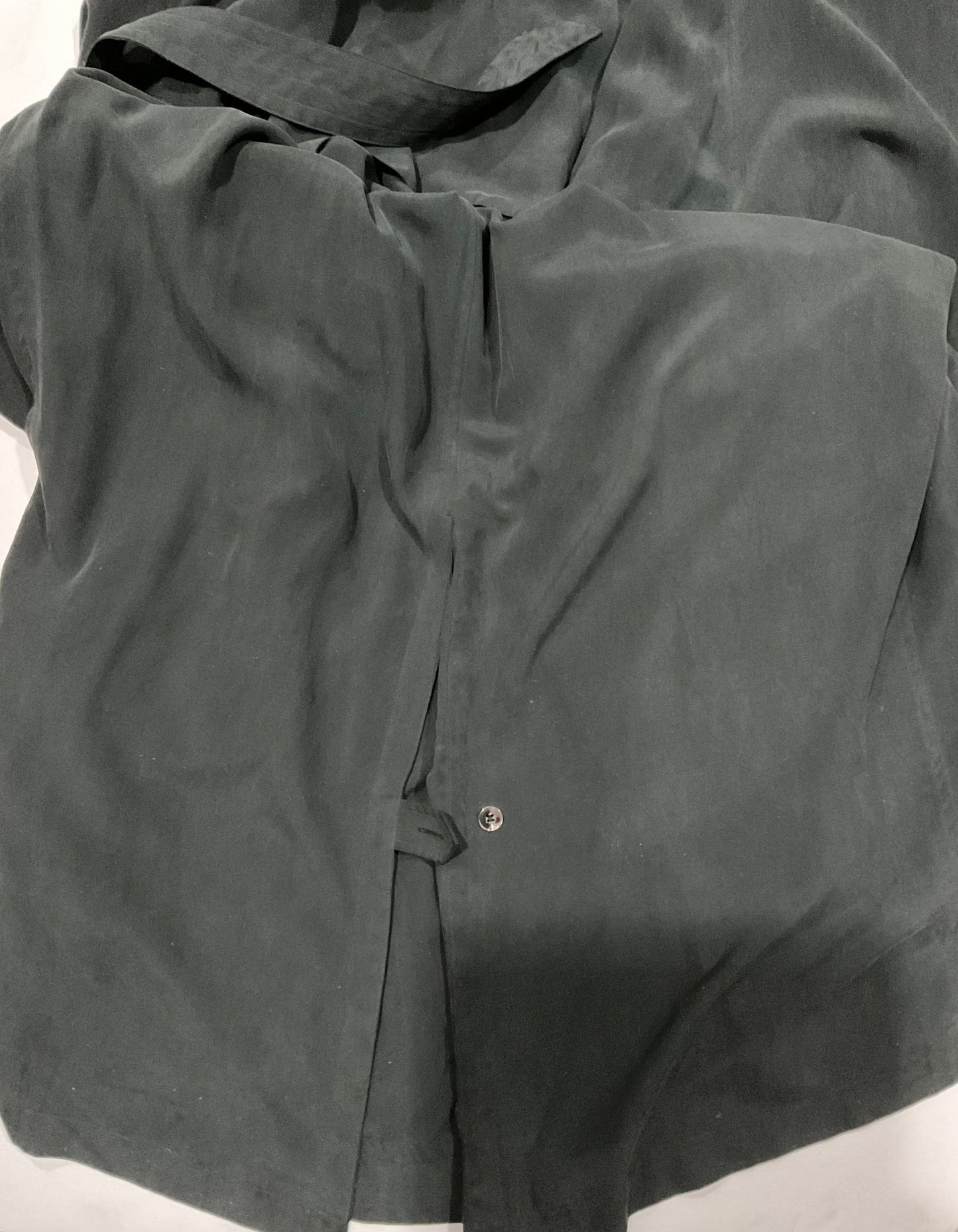 R P WASHED SILK DUSTER LONG COAT / DOUBLE BREASTED / NEW / BLACK / MEDIUM - LARGE