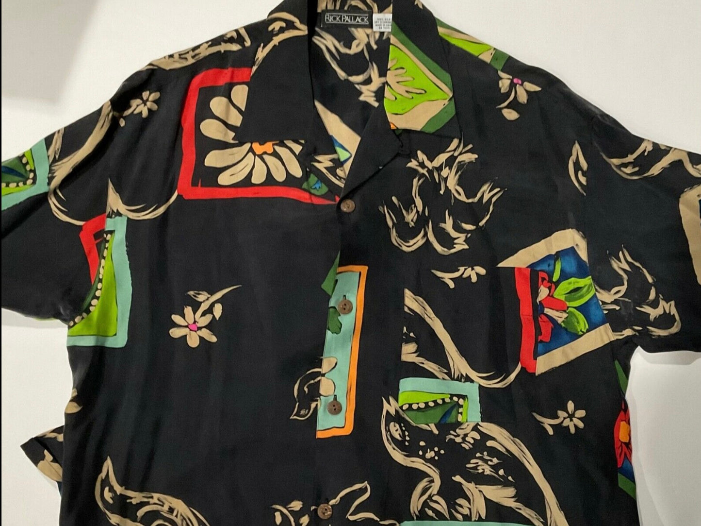 R P SPORT SHIRT / 100% SILK / VINTAGE PRINT / NEW / MEDIUM