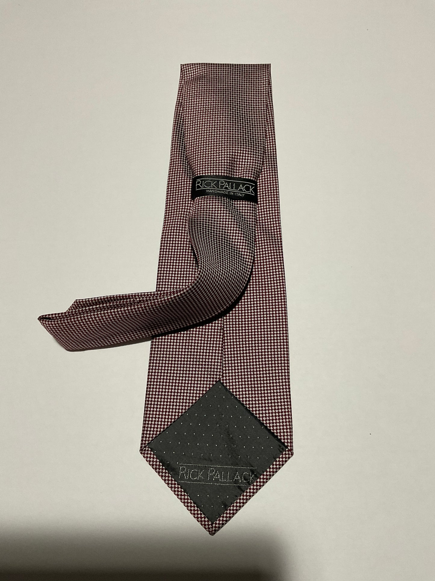 R P TIE / PURE SILK / NEW / APPX. 3 3/4” WIDE / HAND MADE IN ITALY