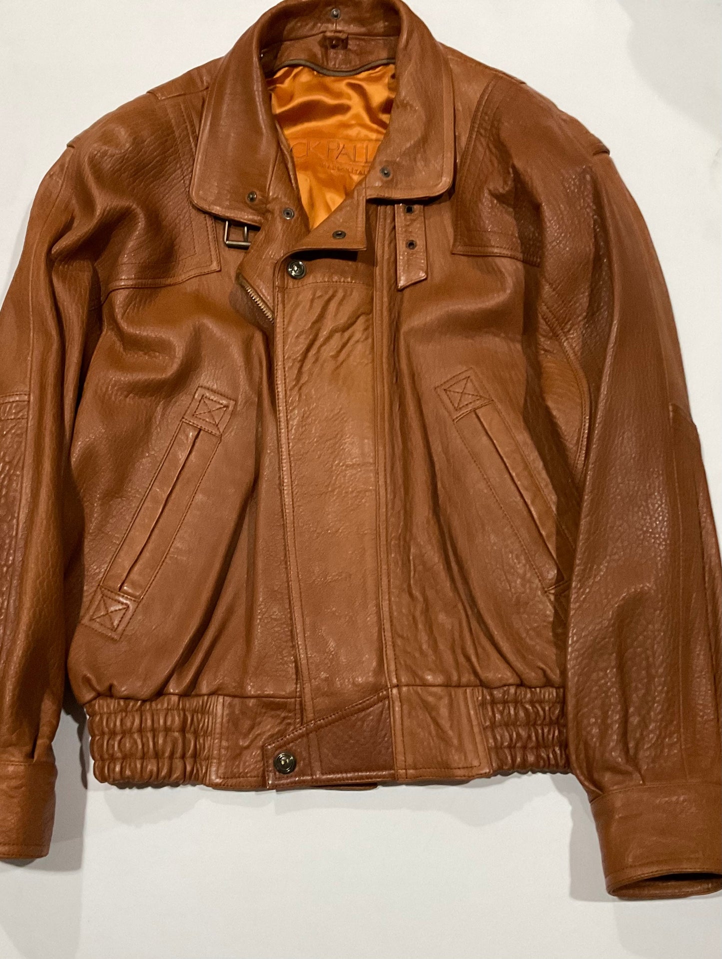 R P LEATHER JACKET / BROWN RUST / MEDIUM / REMOVABLE COLLAR / MADE IN ITALY