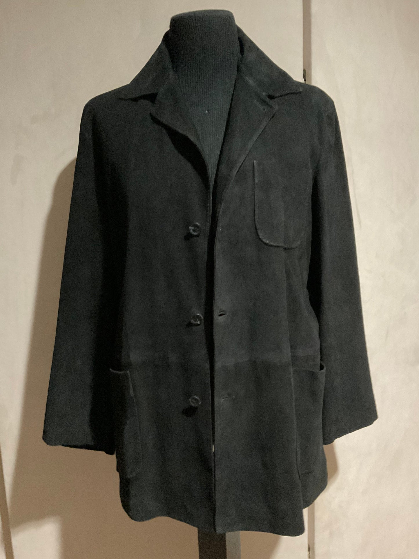 R P SUEDE JACKET / MEDIUM - LARGE / BLACK / NEW / MADE IN ITALY