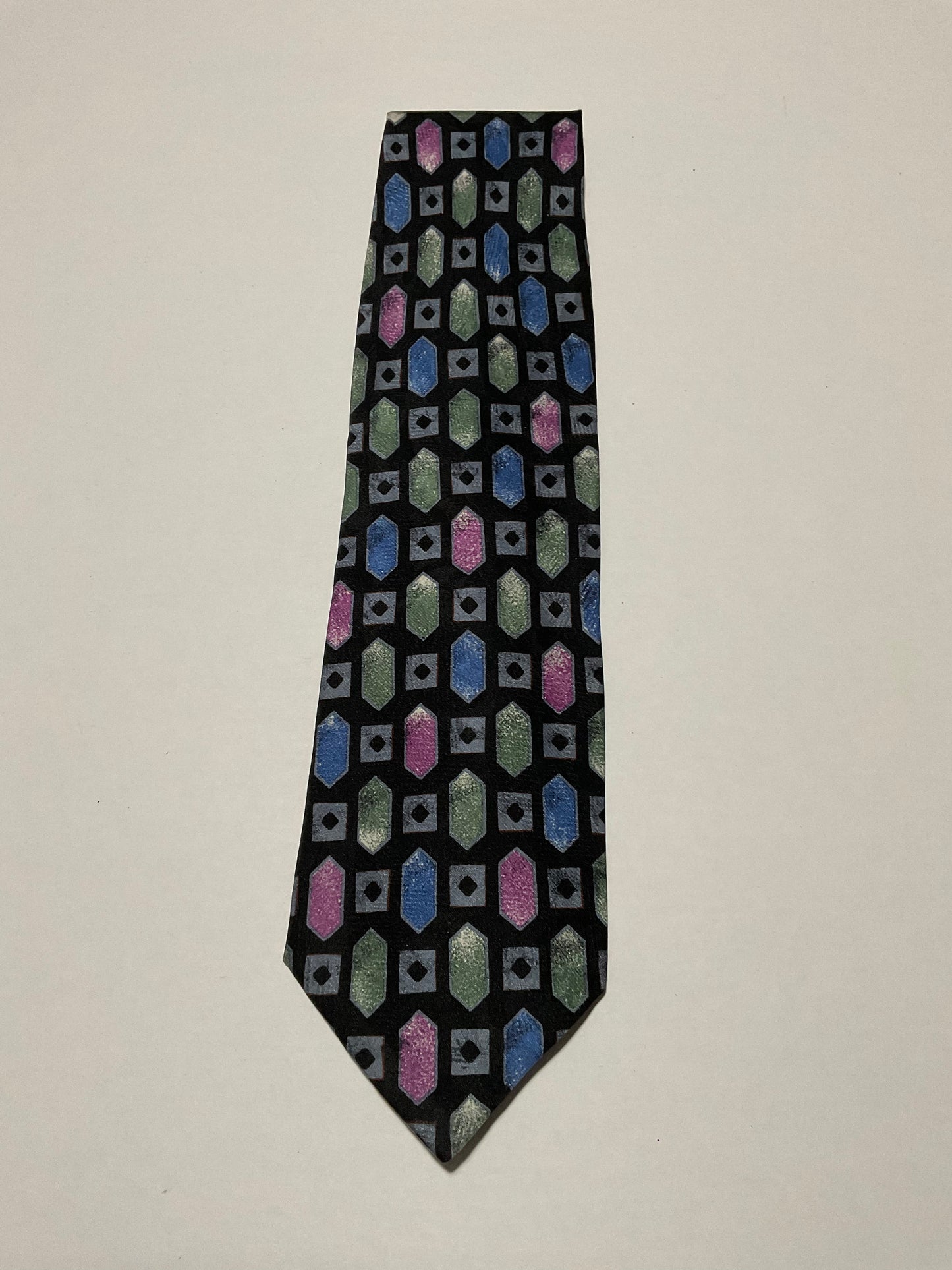 R P TIE / PURE SILK / NEW / APPX. 3 3/4” WIDE / HAND MADE IN ITALY