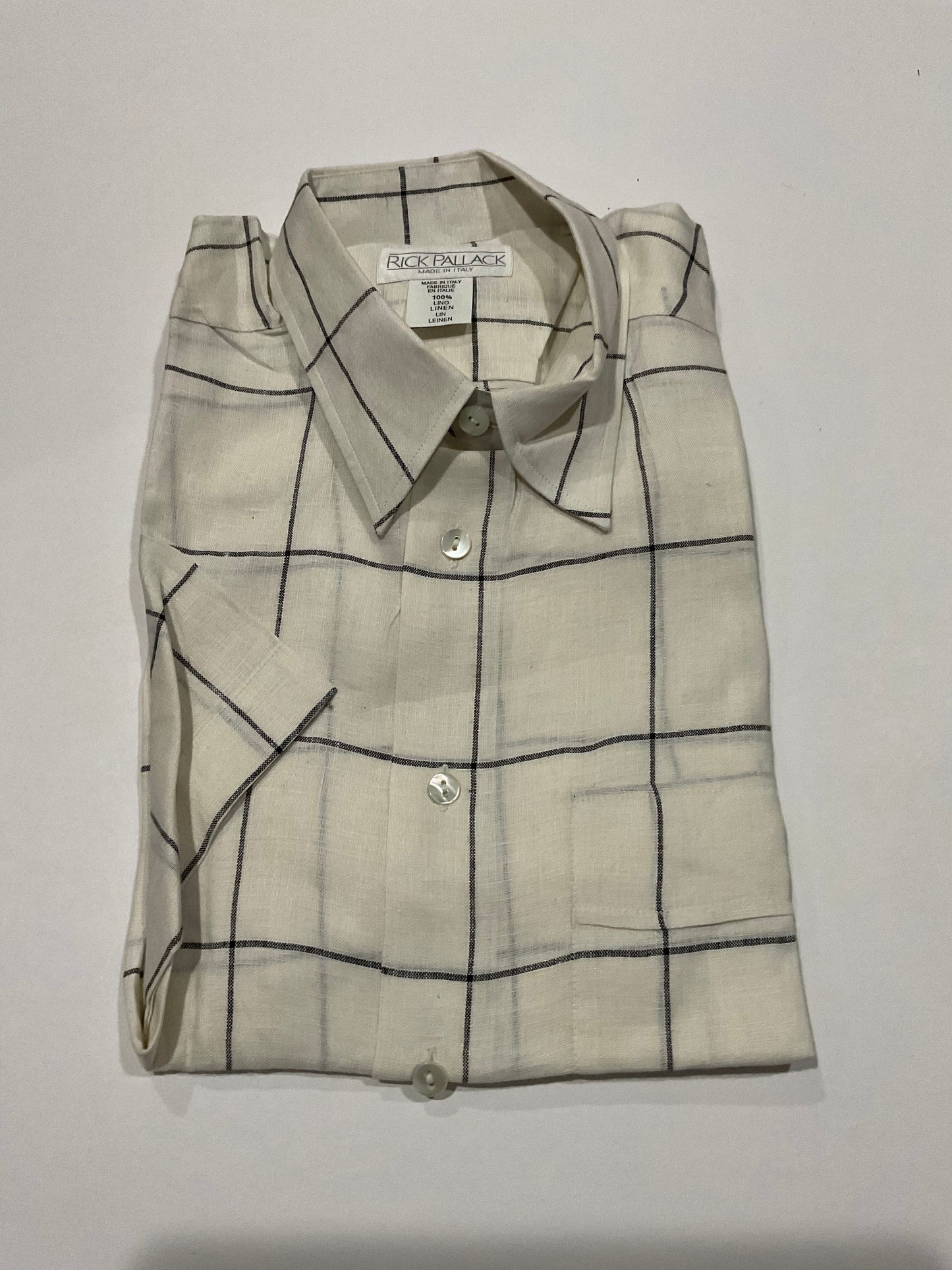 R P SPORT SHIRT / PURE LINEN / MEDIUM / MADE IN ITALY / SHORT SLEEVE