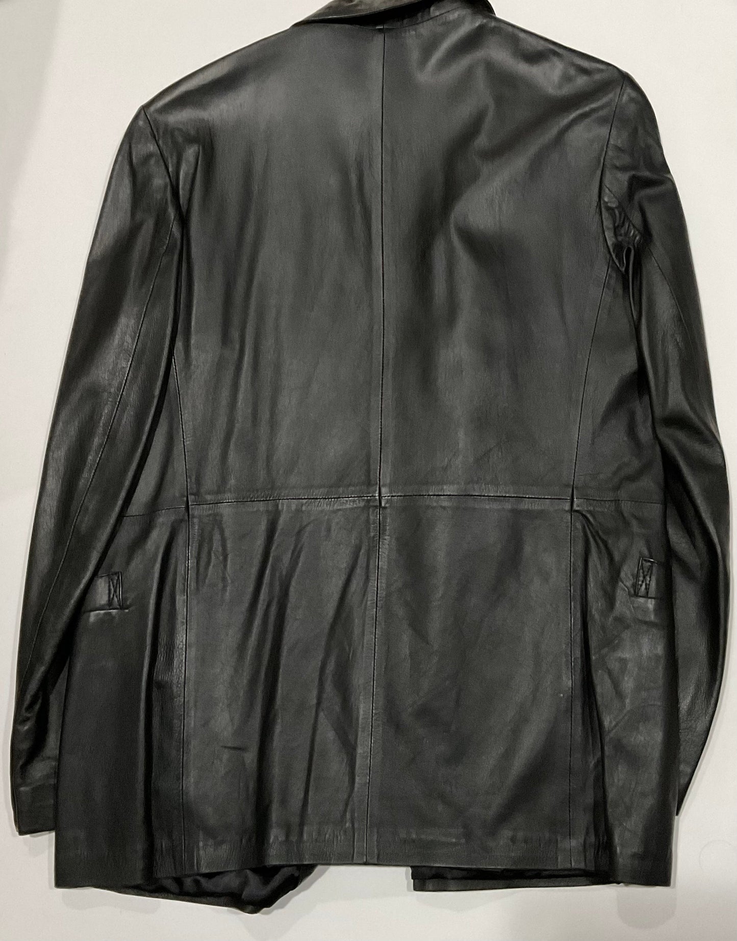 R P LEATHER DOUBLE BREASTED JACKET / BLACK / MEDIUM / MADE IN ITALY