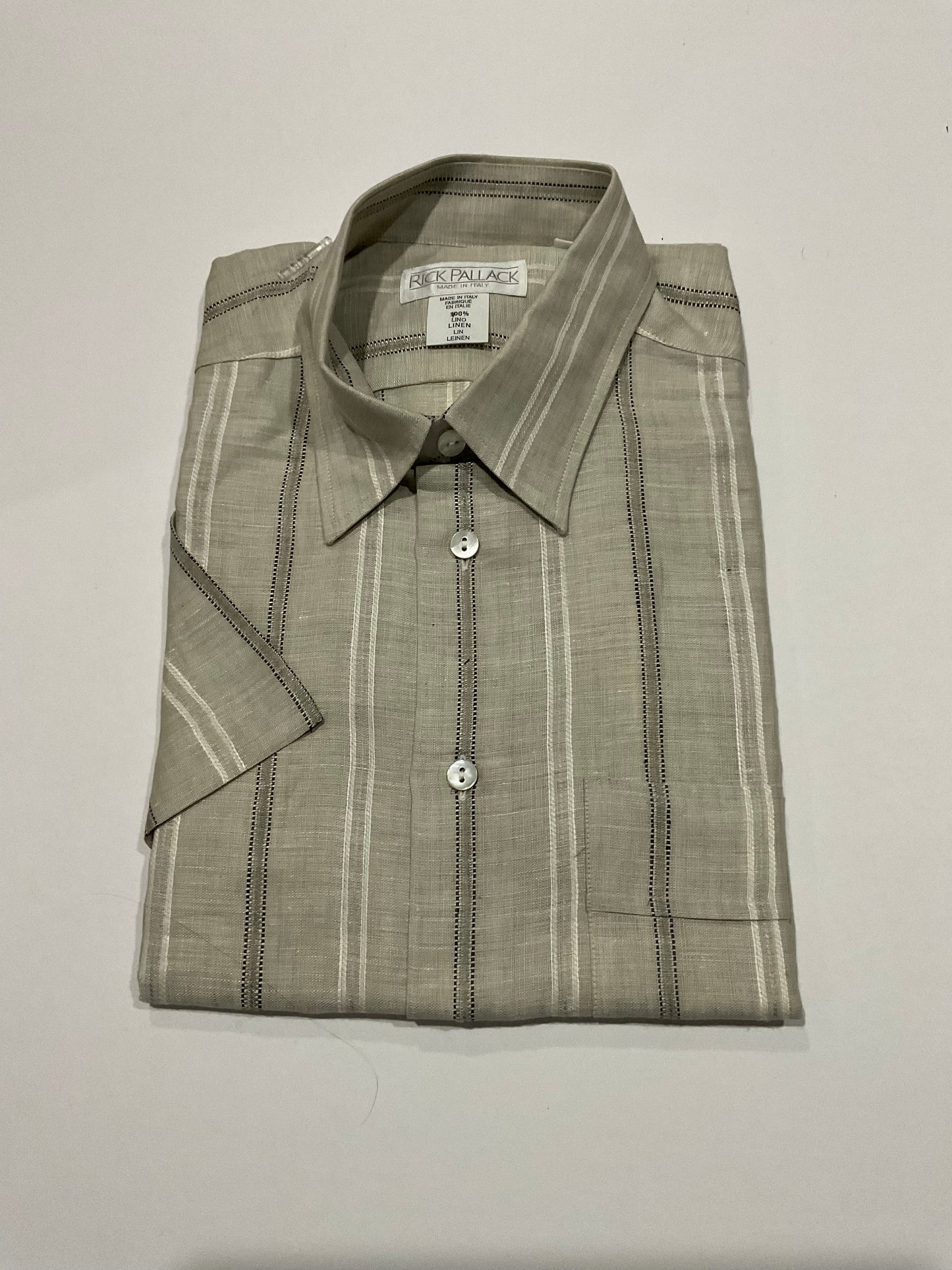 R P SPORT SHIRT / PURE LINEN / MEDIUM / MADE IN ITALY / SHORT SLEEVE