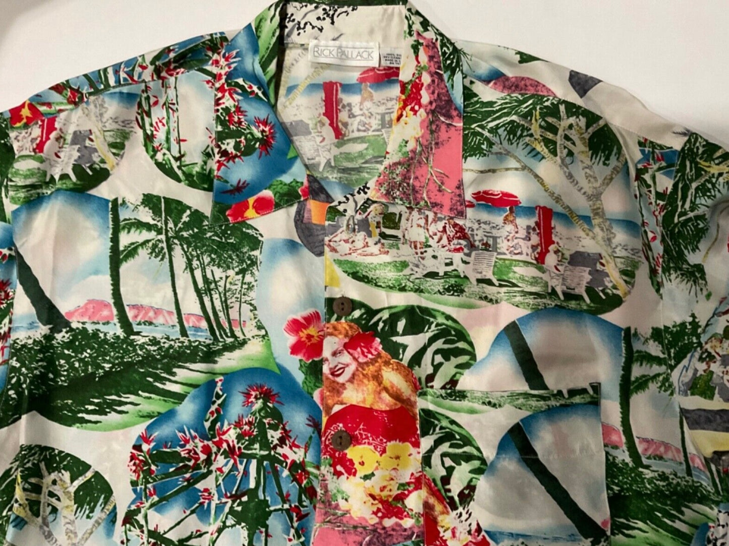 R P SPORT SHIRT / 100% SILK / VINTAGE PRINT / NEW / MEDIUM