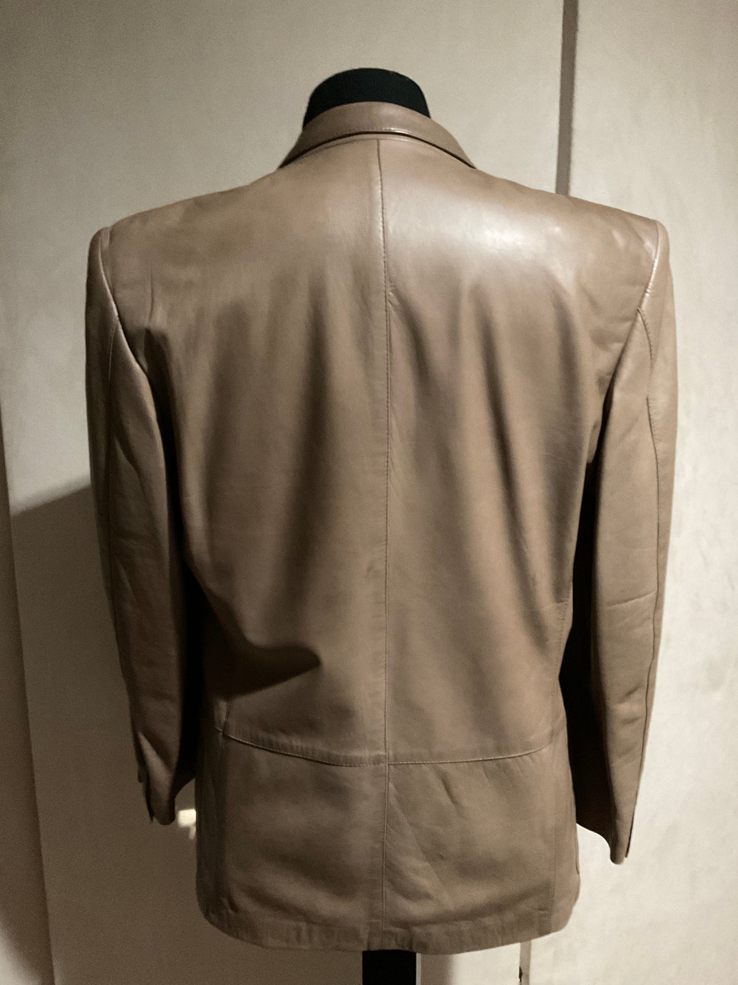 R P LEATHER BLAZER JACKET / TAUPE / MEDIUM / MADE IN ITALY