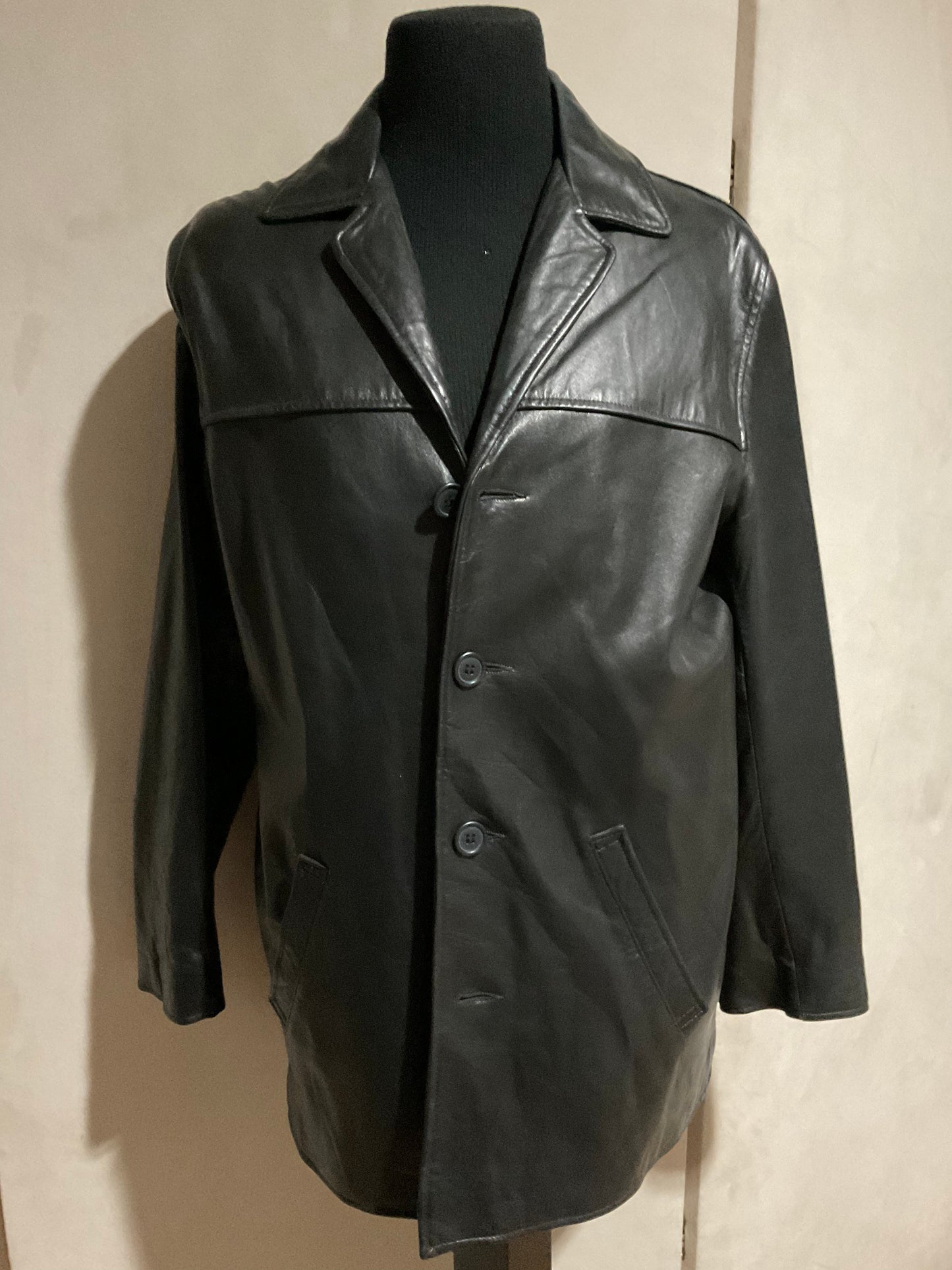 R P LEATHER JACKET / MEDIUM / BLACK / CRAFTED IN USA