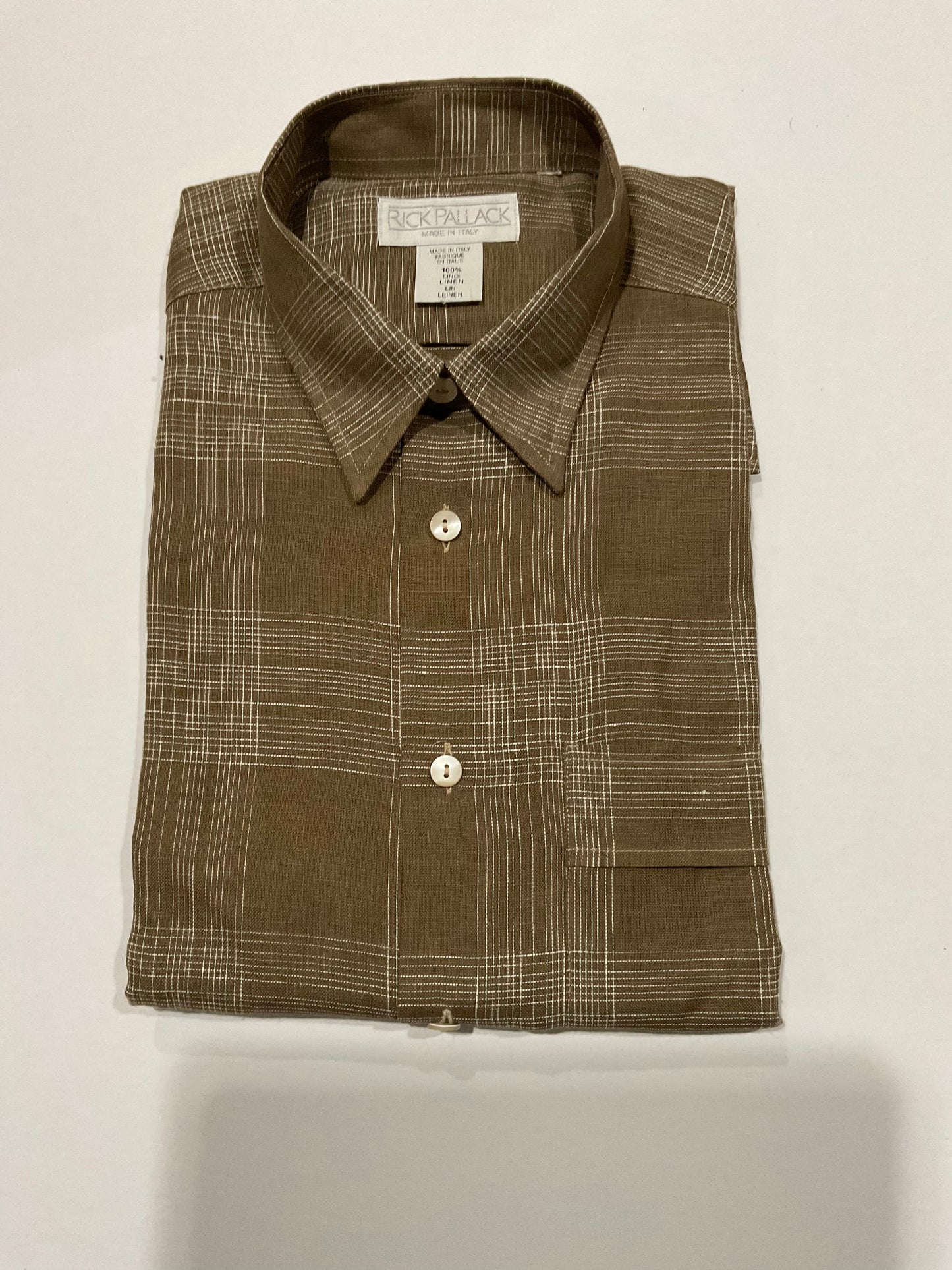R P SPORT SHIRT / PURE LINEN / MEDIUM / MADE IN ITALY / SHORT SLEEVE