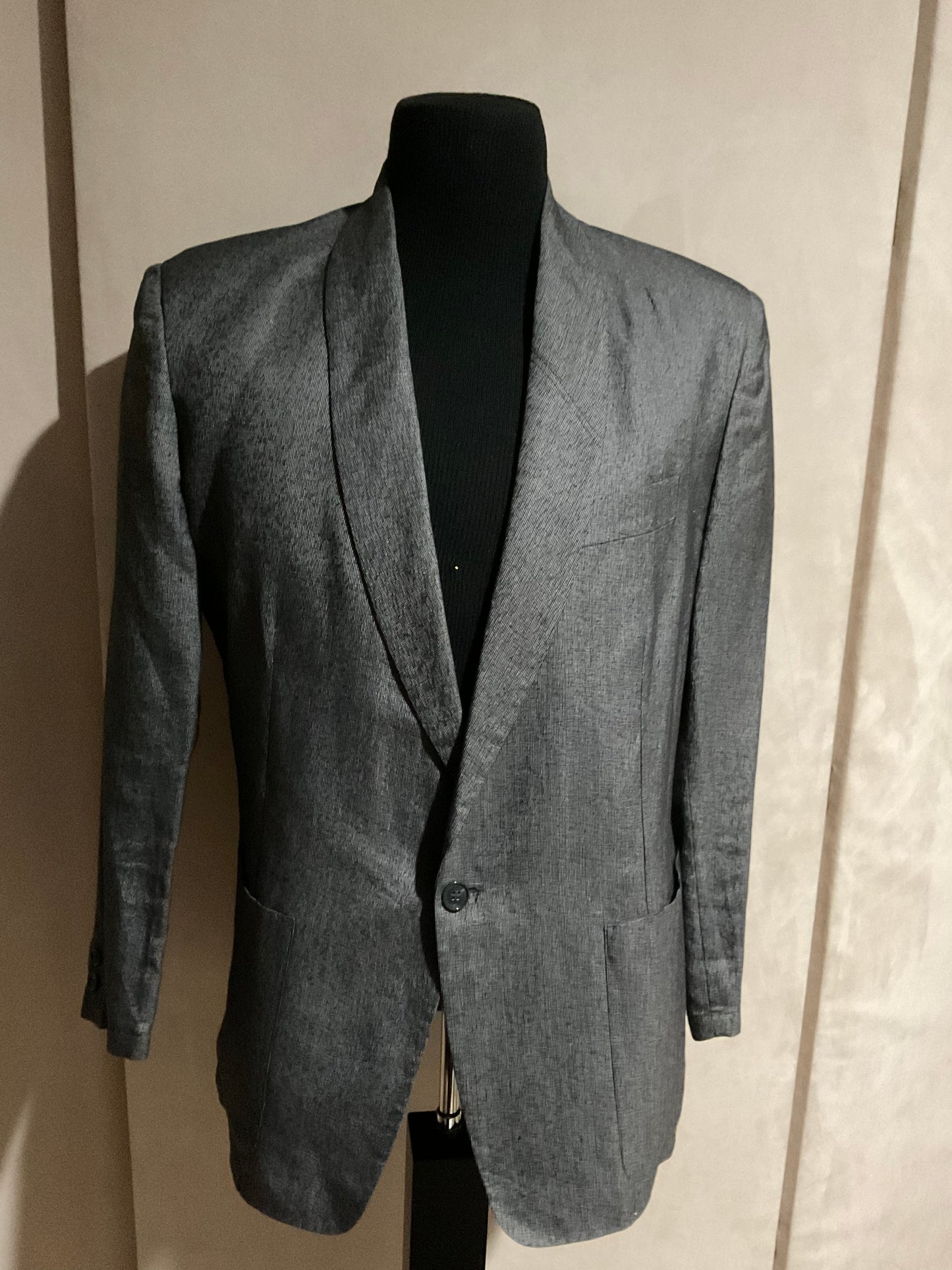 R P SPORT JACKET / BLACK GREY LINEN & COTTON / UNCONSTRUCTED / NEW / MEDIUM / MADE IN ITALY