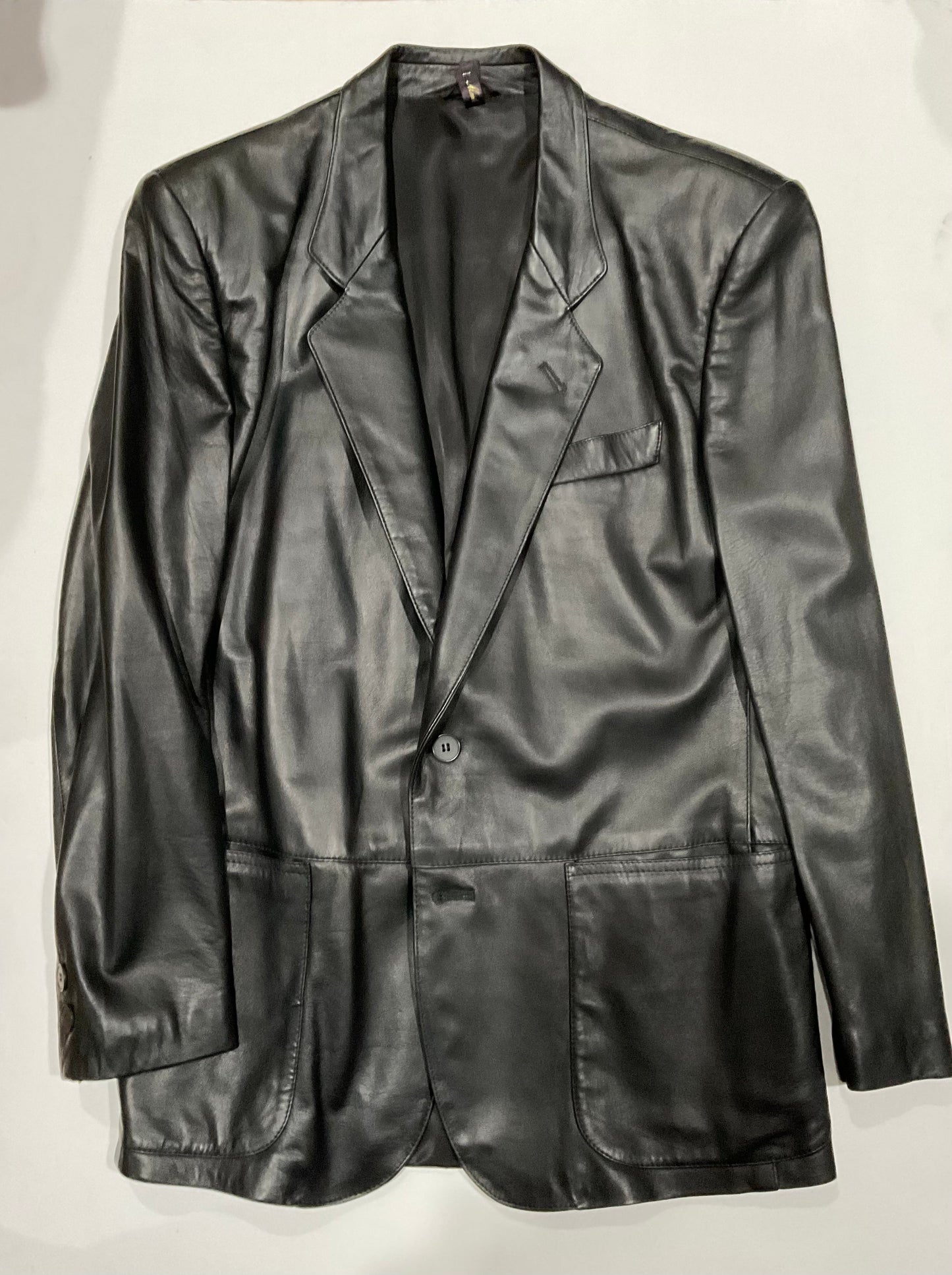 R P LEATHER BLAZER JACKET / BLACK / MEDIUM / MADE IN ITALY
