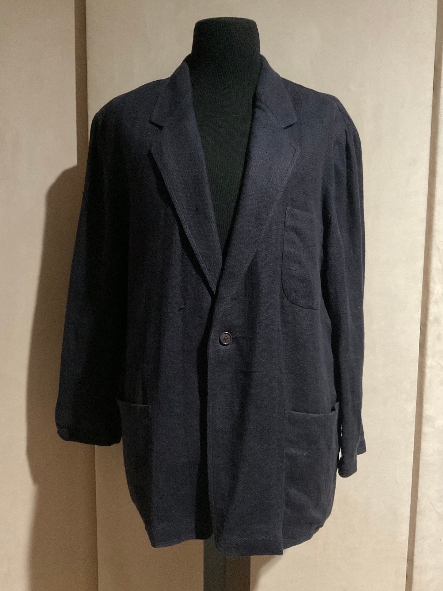 R P SPORTS JACKET / NAVY LINEN / UNCONSTRUCTED / LARGE - EXTRA LARGE / NEW / MADE IN ITALY