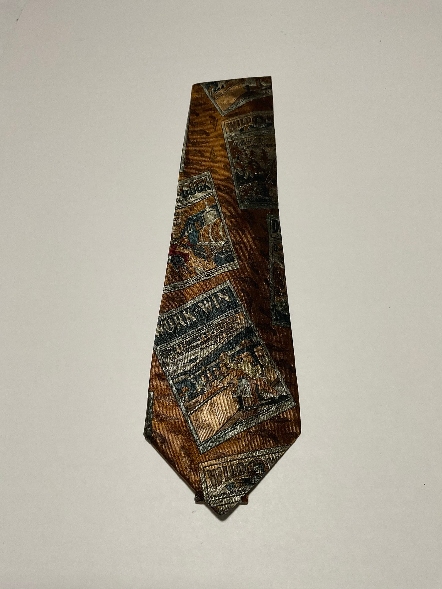 R P TIE / PURE SILK / NEW / APPX. 3 3/4” WIDE / HAND MADE IN ITALY