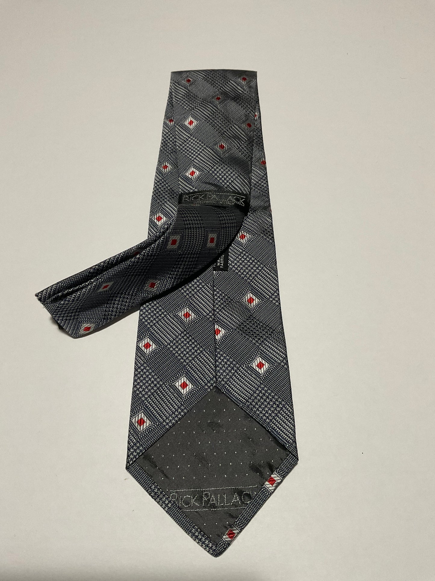 R P TIE / PURE SILK / NEW / APPX. 3 3/4” WIDE / HAND MADE IN ITALY