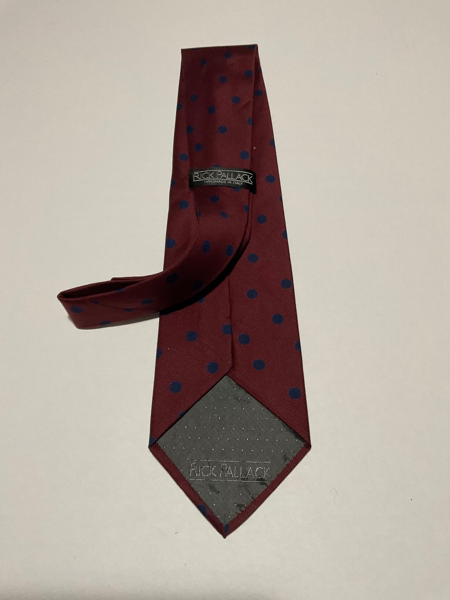 R P TIE / PURE SILK / NEW / APPX. 3 3/4” WIDE / HAND MADE IN ITALY