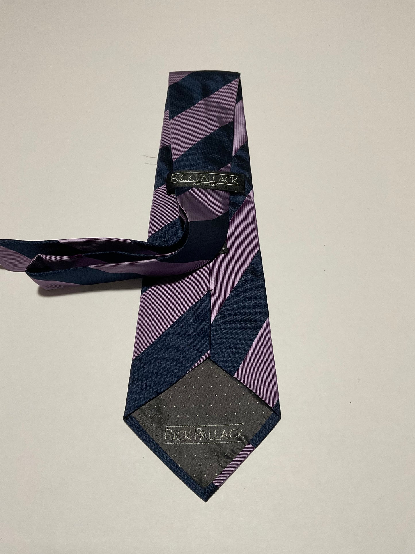 R P TIE / PURE SILK / NEW / APPX. 3 3/4” WIDE / HAND MADE IN ITALY