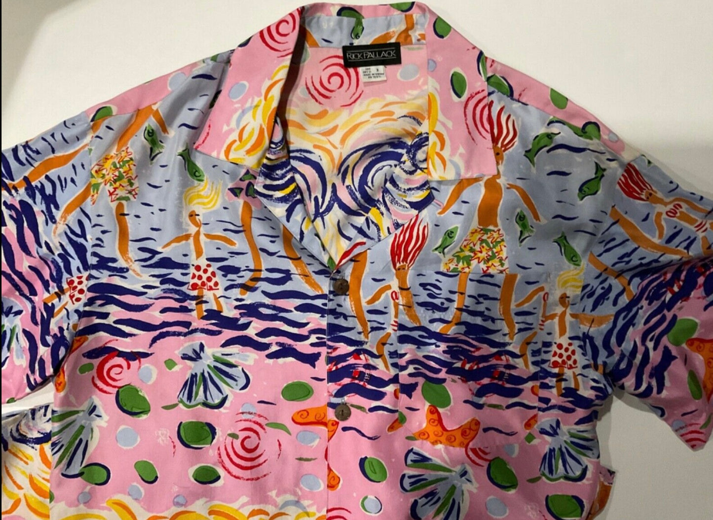 R P SPORT SHIRT / 100% SILK / VINTAGE PRINT / NEW / MEDIUM