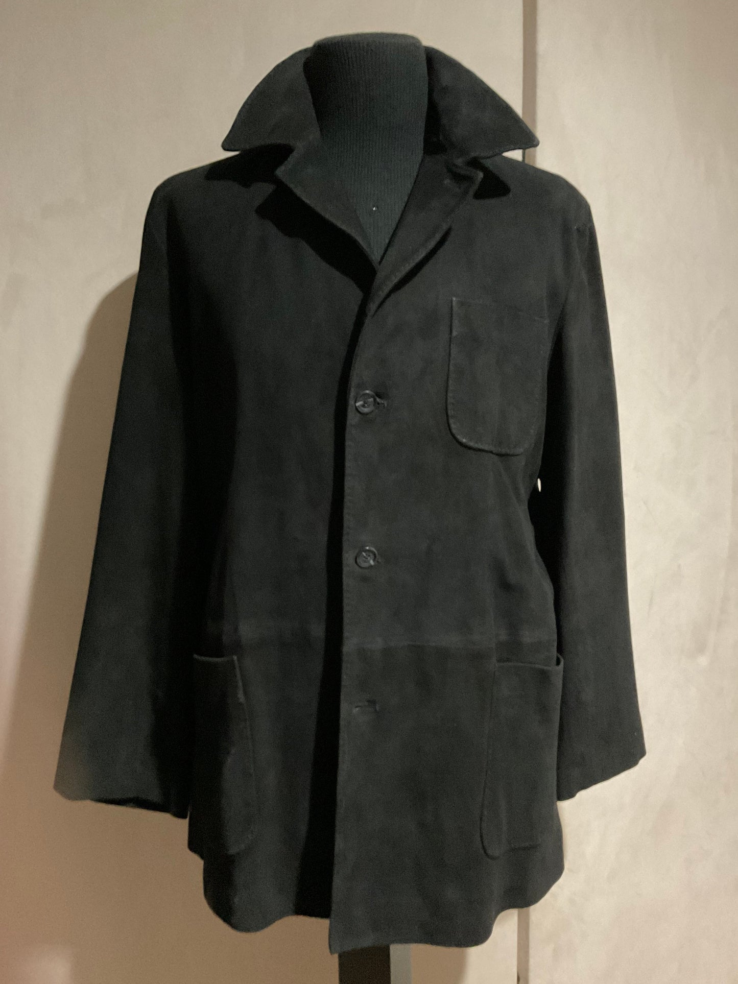 R P SUEDE JACKET / MEDIUM - LARGE / BLACK / NEW / MADE IN ITALY