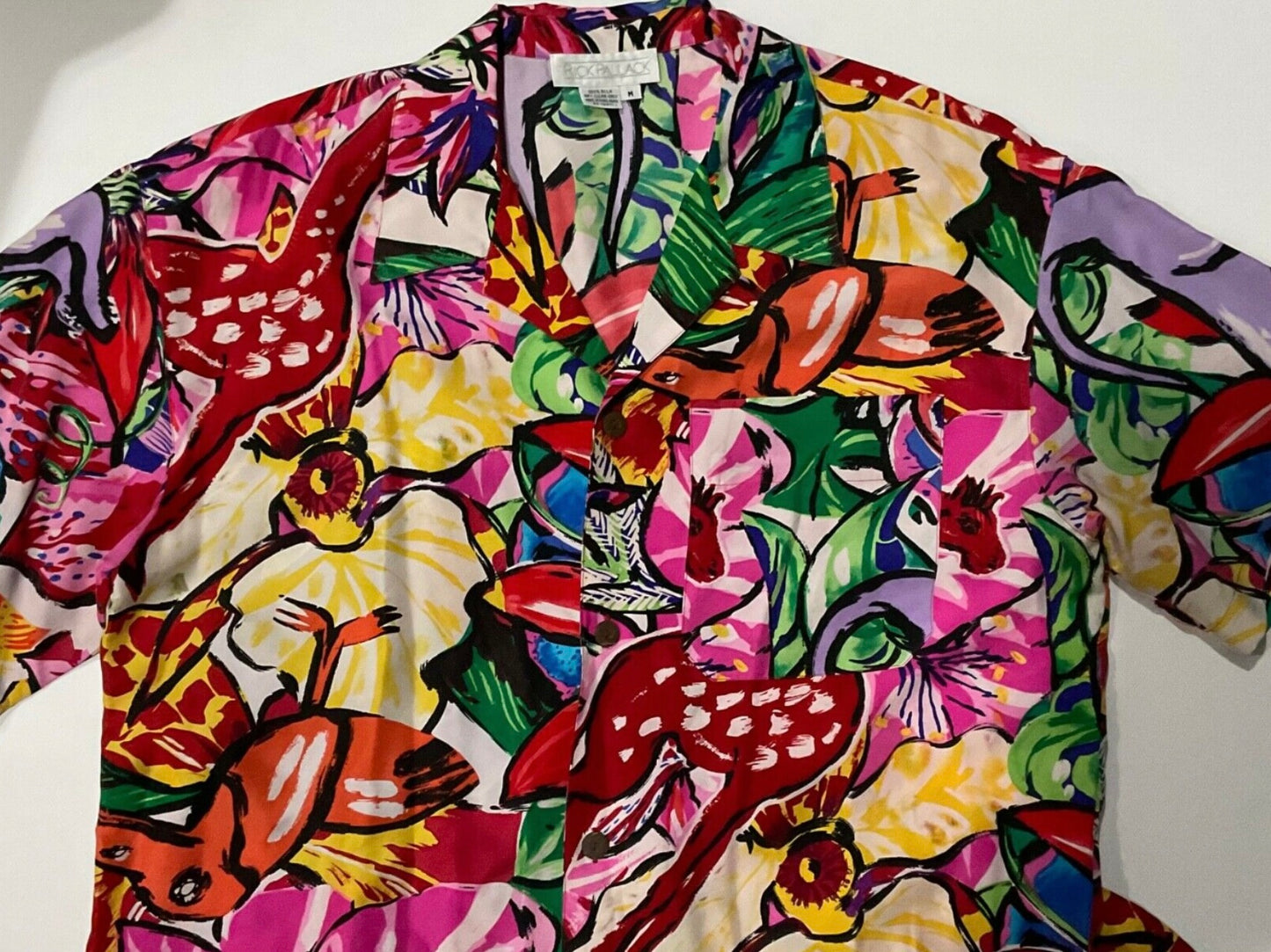 R P SPORT SHIRT / 100% SILK / VINTAGE PRINT / NEW / MEDIUM
