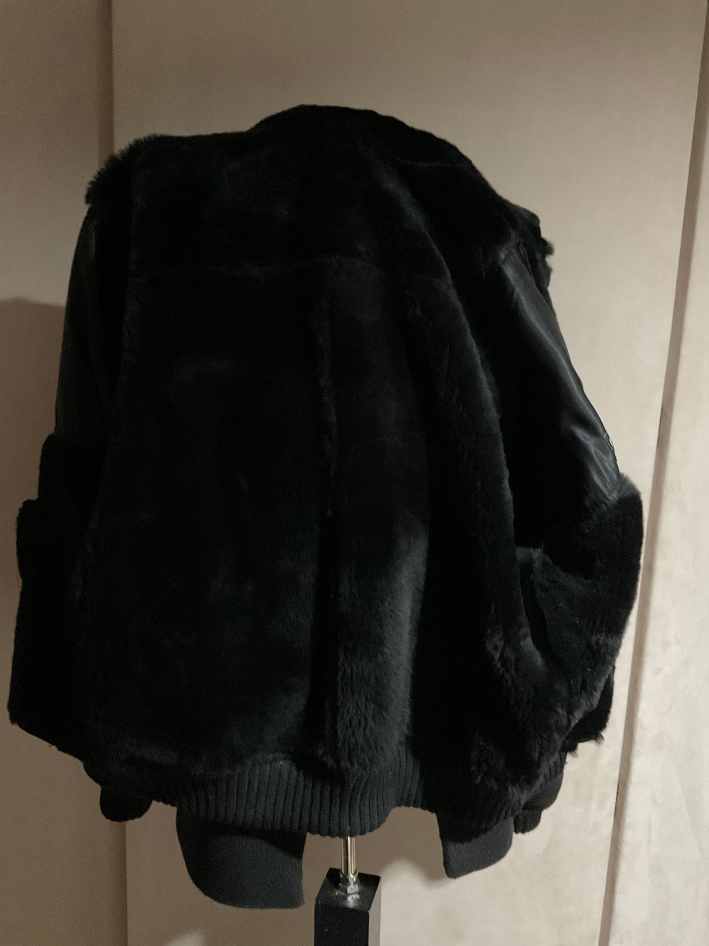 R P COAT / SHEARLING & KNIT / BLACK / NEW / MEDIUM - LARGE / MADE IN ITALY