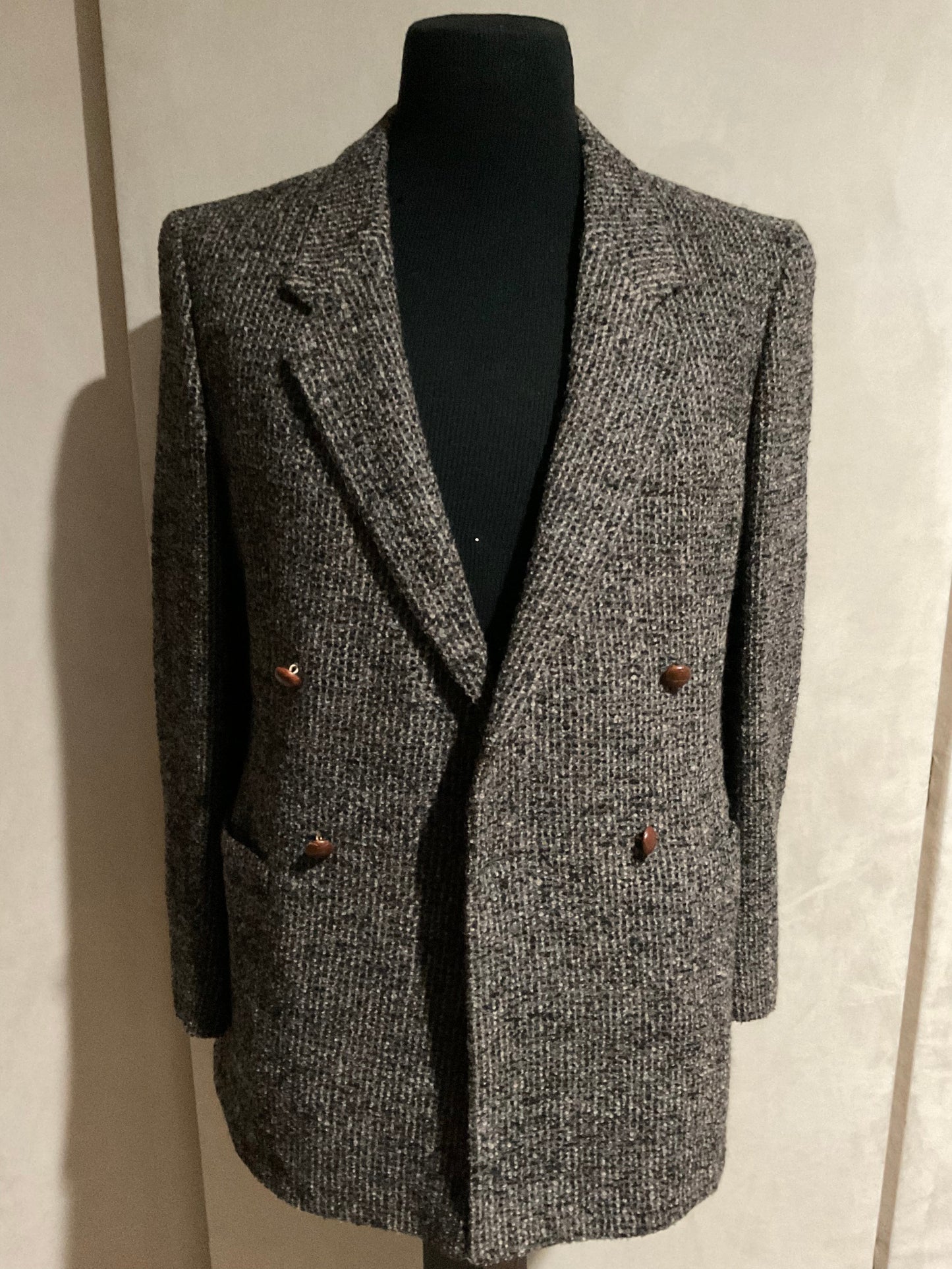 R P SPORT JACKET / BLACK BROWN TAUPE GREY BOUCLÉ / 38 / MADE IN USA