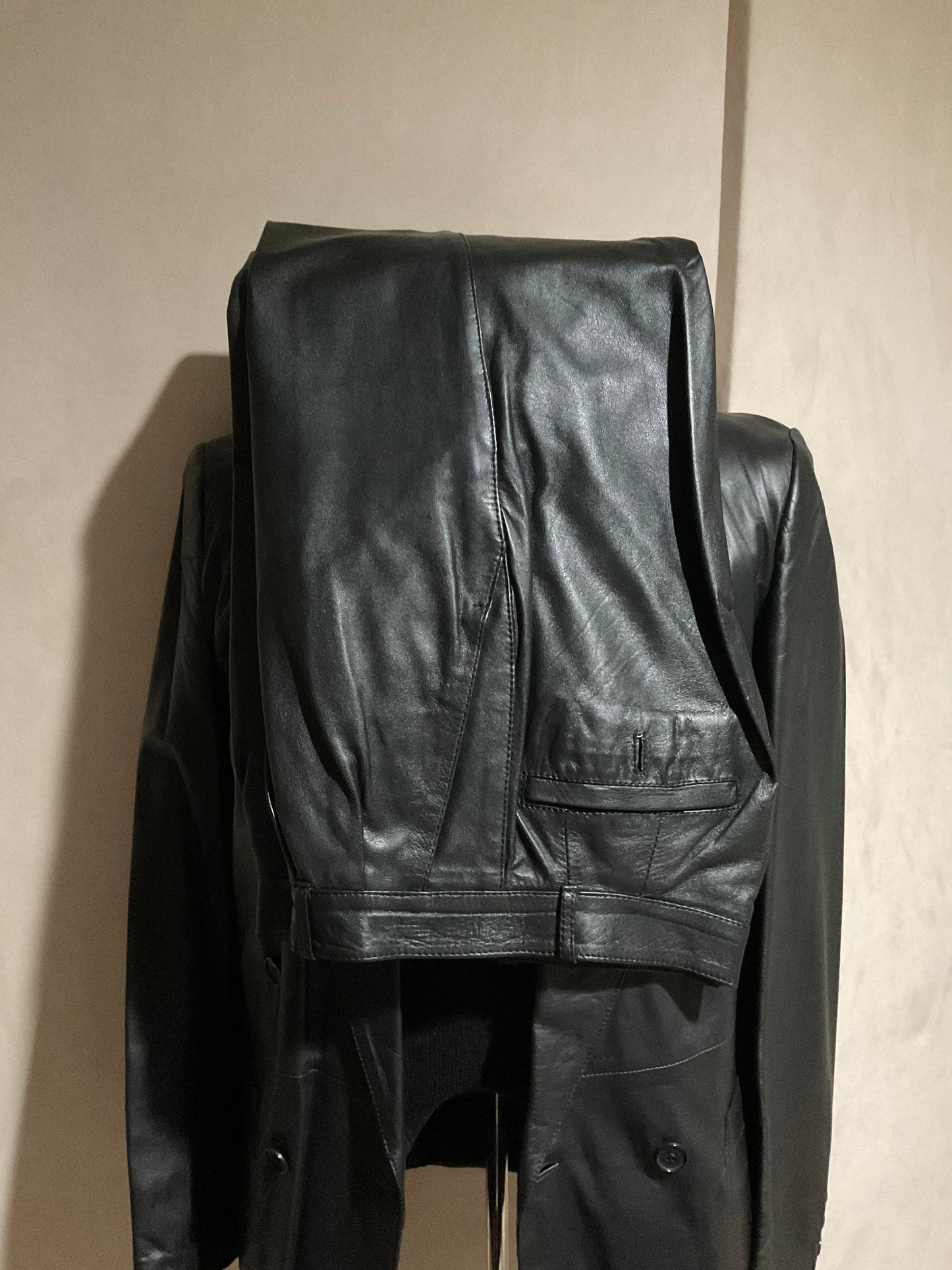 R P LEATHER DOUBLE BREASTED JACKET / BLACK / MEDIUM / MADE IN ITALY