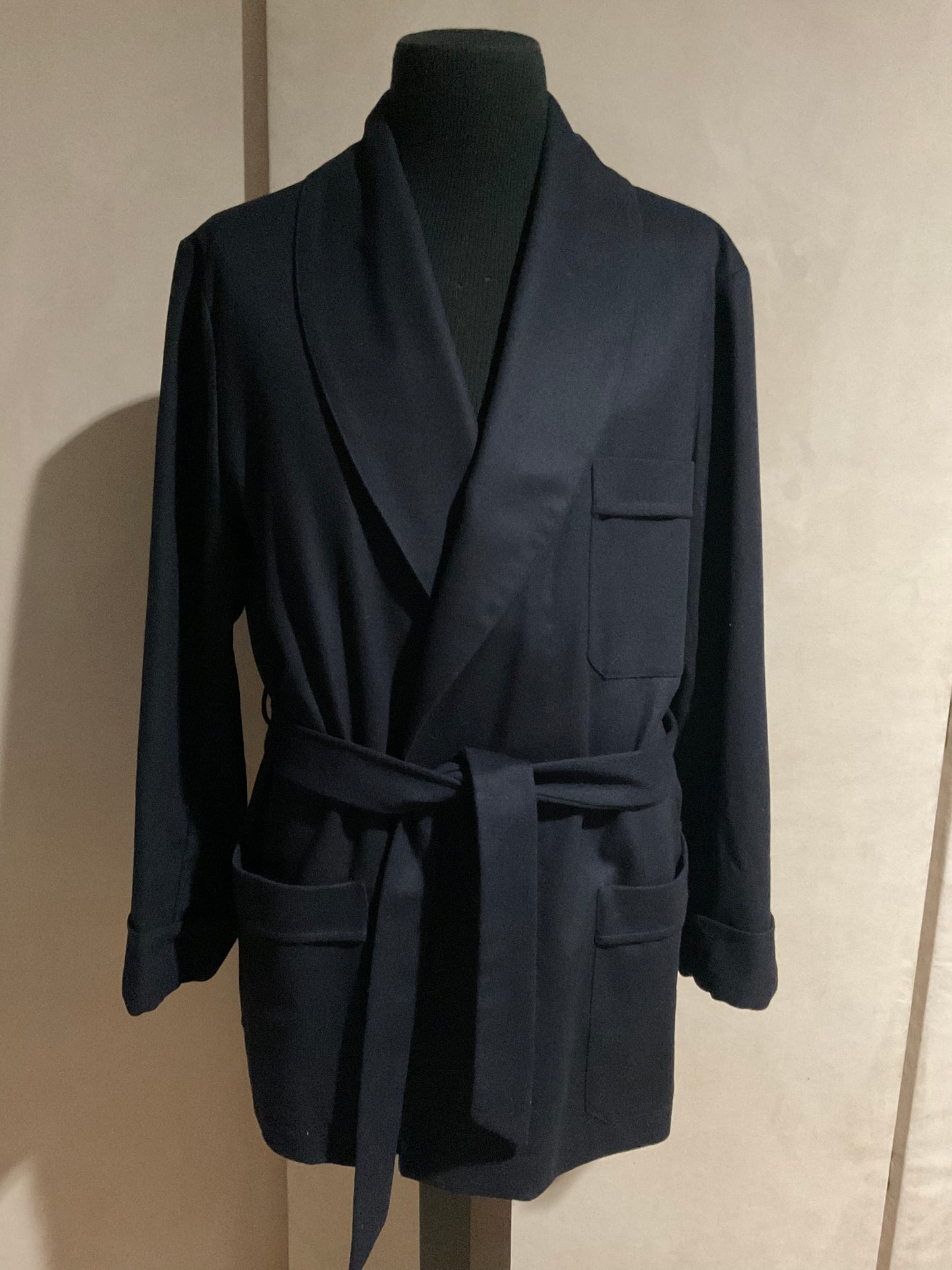 R P SMOKING JACKET / NAVY CASHMERE & WOOL / MADE IN ITALY / NEW / LARGE - EXTRA LARGE