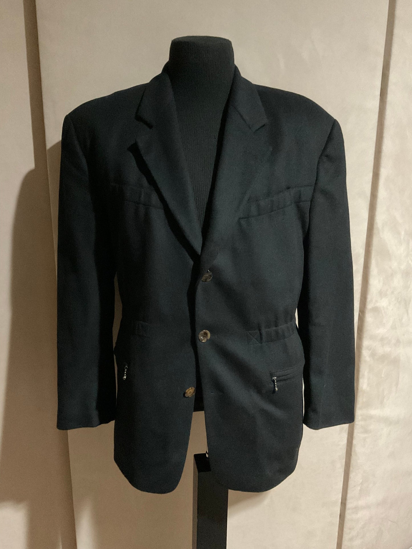 R P JACKET / BLACK CASHMERE & WOOL / MEDIUM - 40 / NEW / MADE IN GERMANY