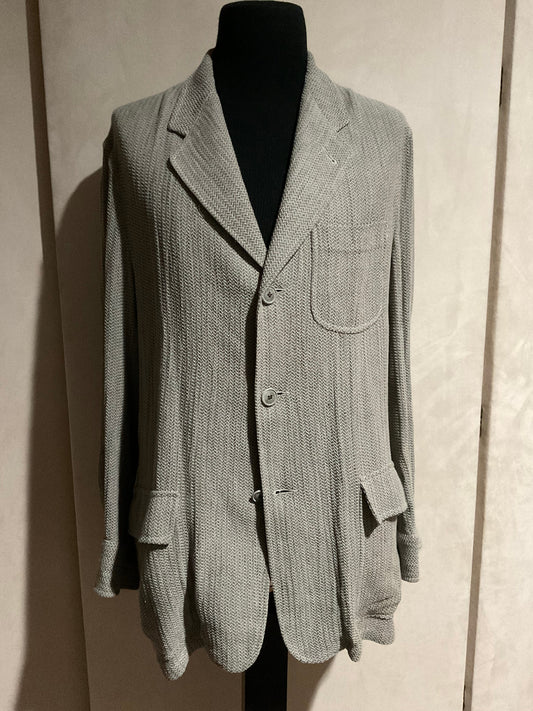 R P SPORT JACKET / GREY LINEN HERRINGBONE / UNCONSTRUCTED / MEDIUM - LARGE / NEW / CRAFTED IN USA