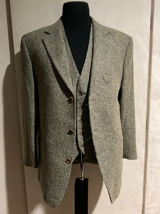 R P SPORT JACKET / BLACK & TAUPE BOUCLÉ / 40 REGULAR / MADE IN ITALY