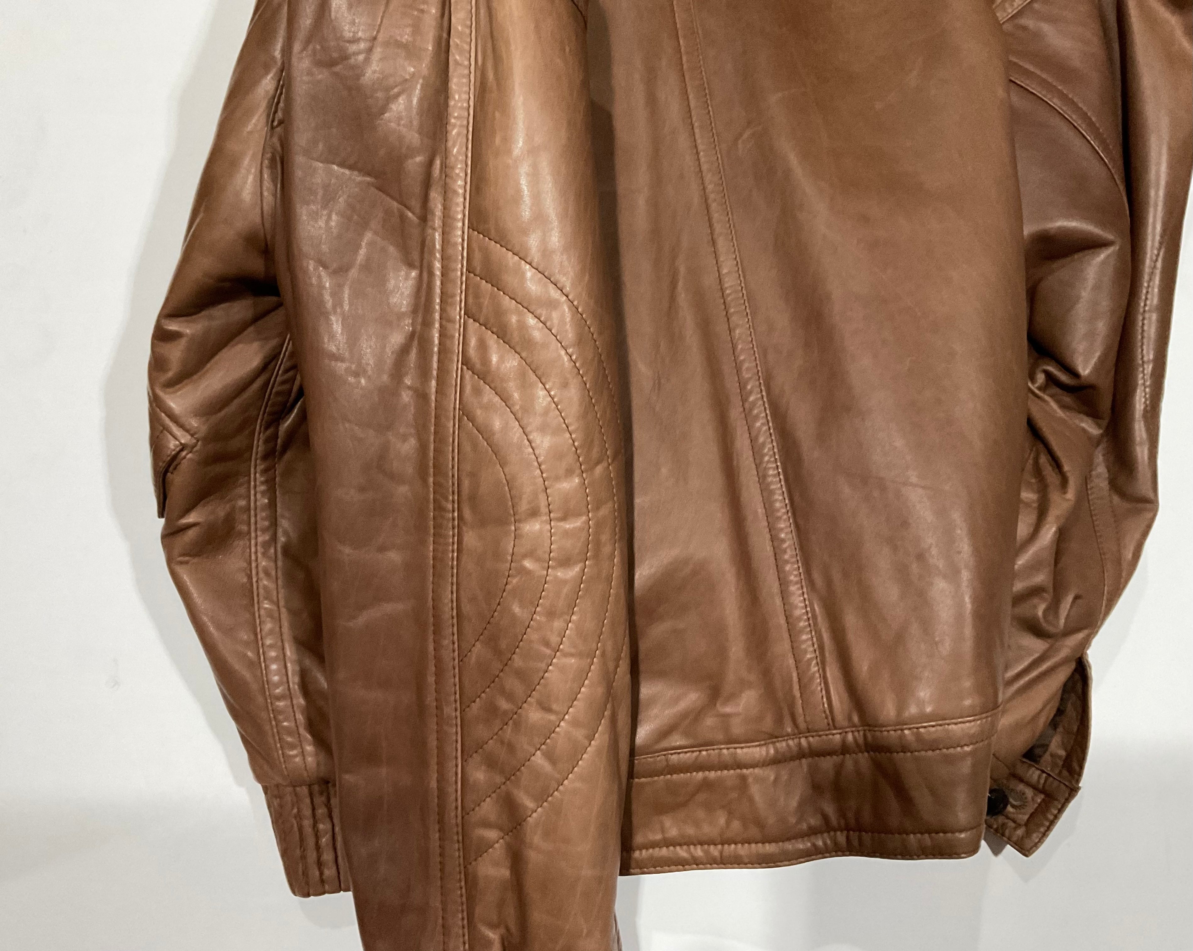 R P LEATHER JACKET / BROWN / MEDIUM / MADE IN ITALY – DESIGNER